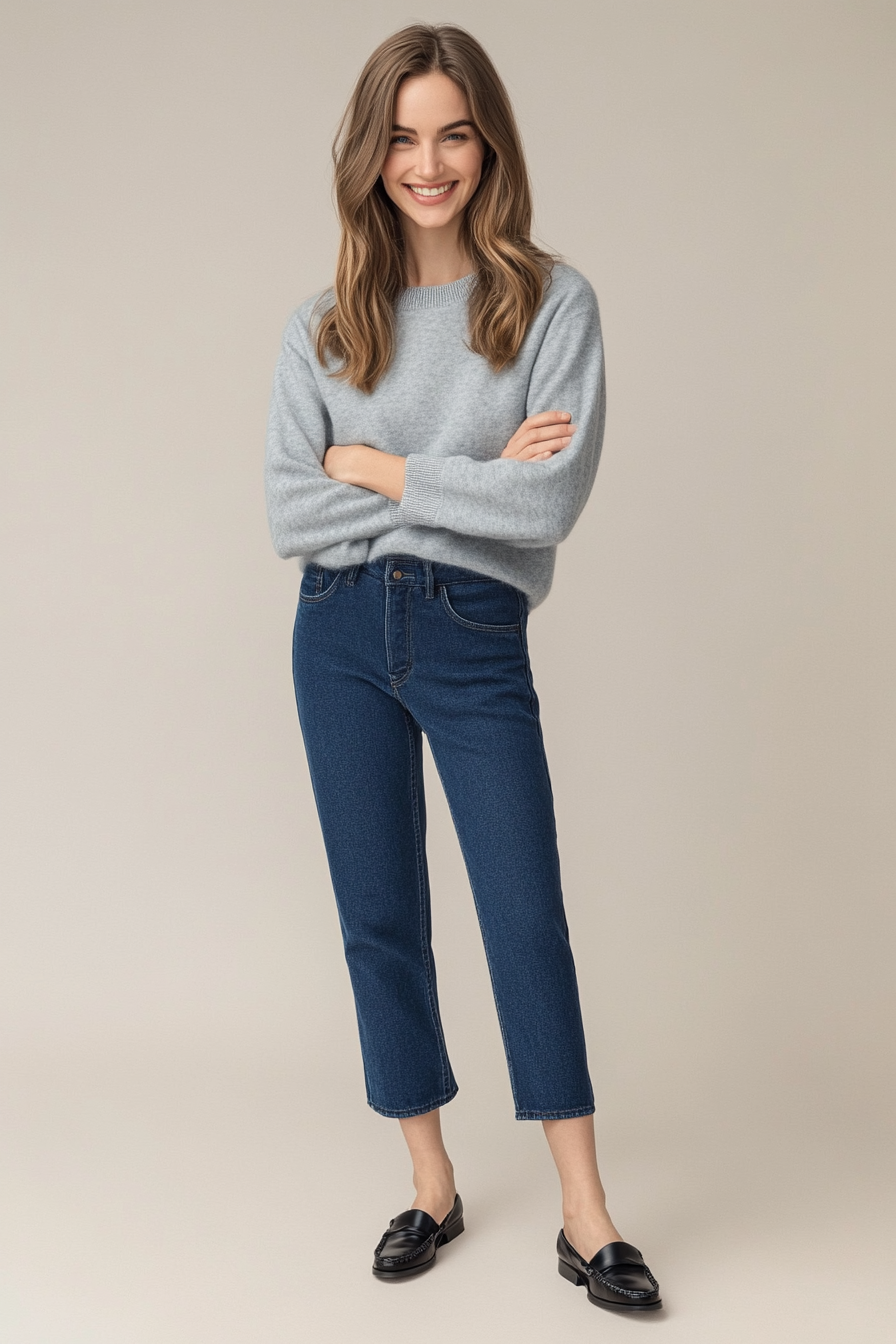 13. Minimalist Cashmere & Straight-Leg Jeans (London Outfit Ideas) - London Outfit Ideas