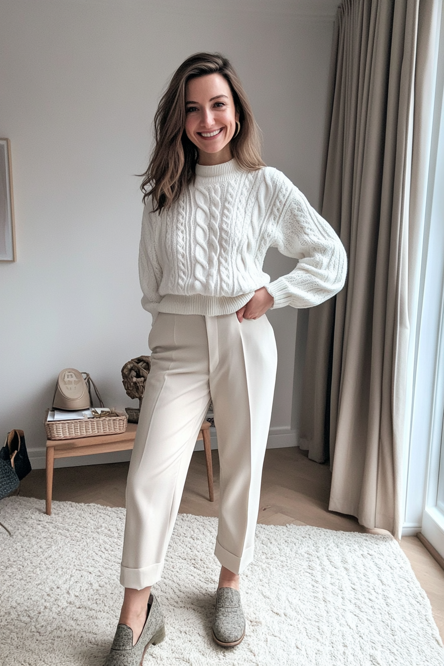 23. Casual Elegance in an All-White Ensemble (London Outfit Ideas) - London Outfit Ideas