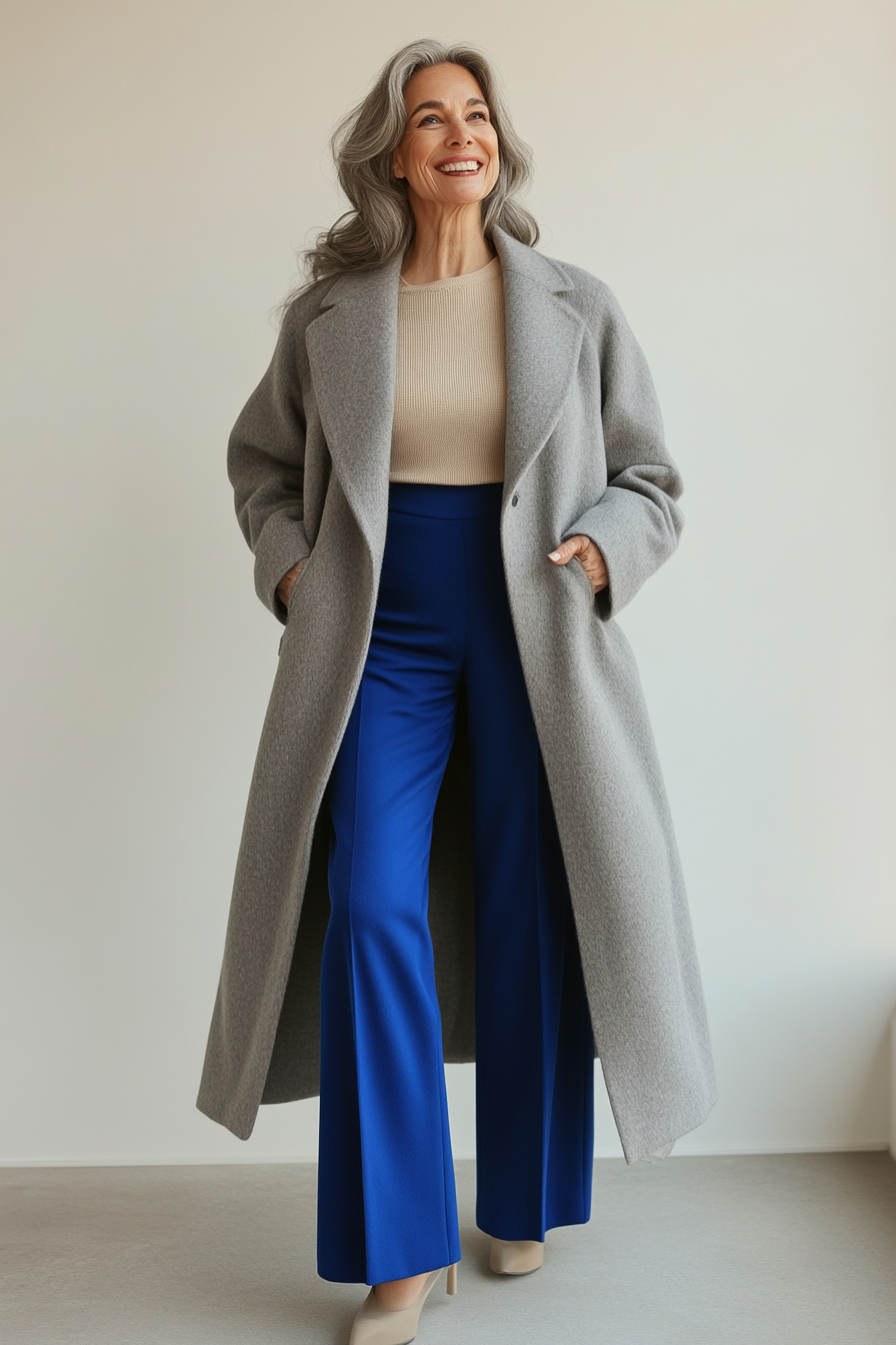 25. Maxi Coat & Wide-Leg Trousers (Casual Winter Outfits For Women Over 50) - Casual Winter Outfits For Women Over 50