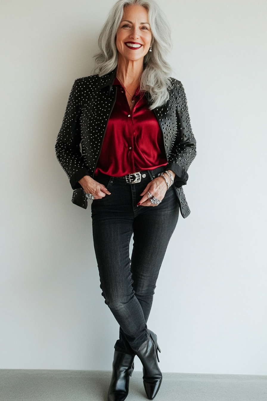 3. Edgy Rock Glam (Concert Outfit Ideas For Women Over 50) - Concert Outfit Ideas For Women Over 50