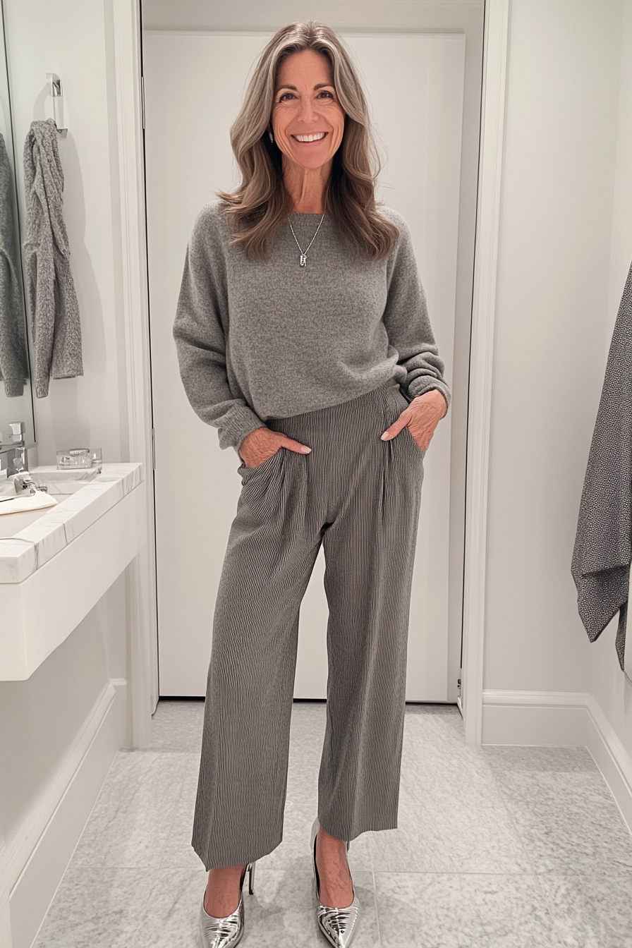 13. Effortless Monochrome Magic (Concert Outfit Ideas For Women Over 50) - Concert Outfit Ideas For Women Over 50