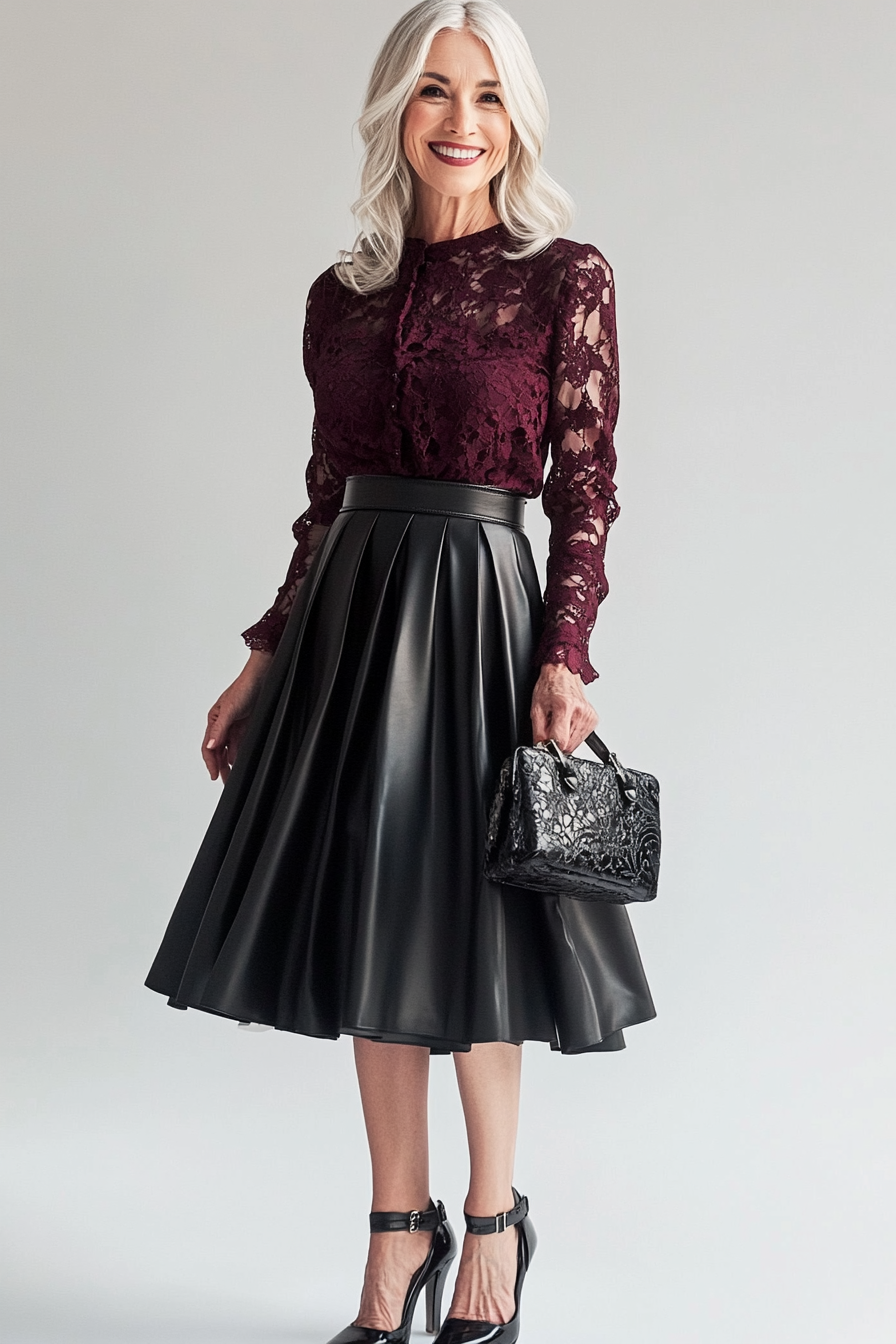 14. Romantic Lace and Leather (Concert Outfit Ideas For Women Over 50) - Concert Outfit Ideas For Women Over 50