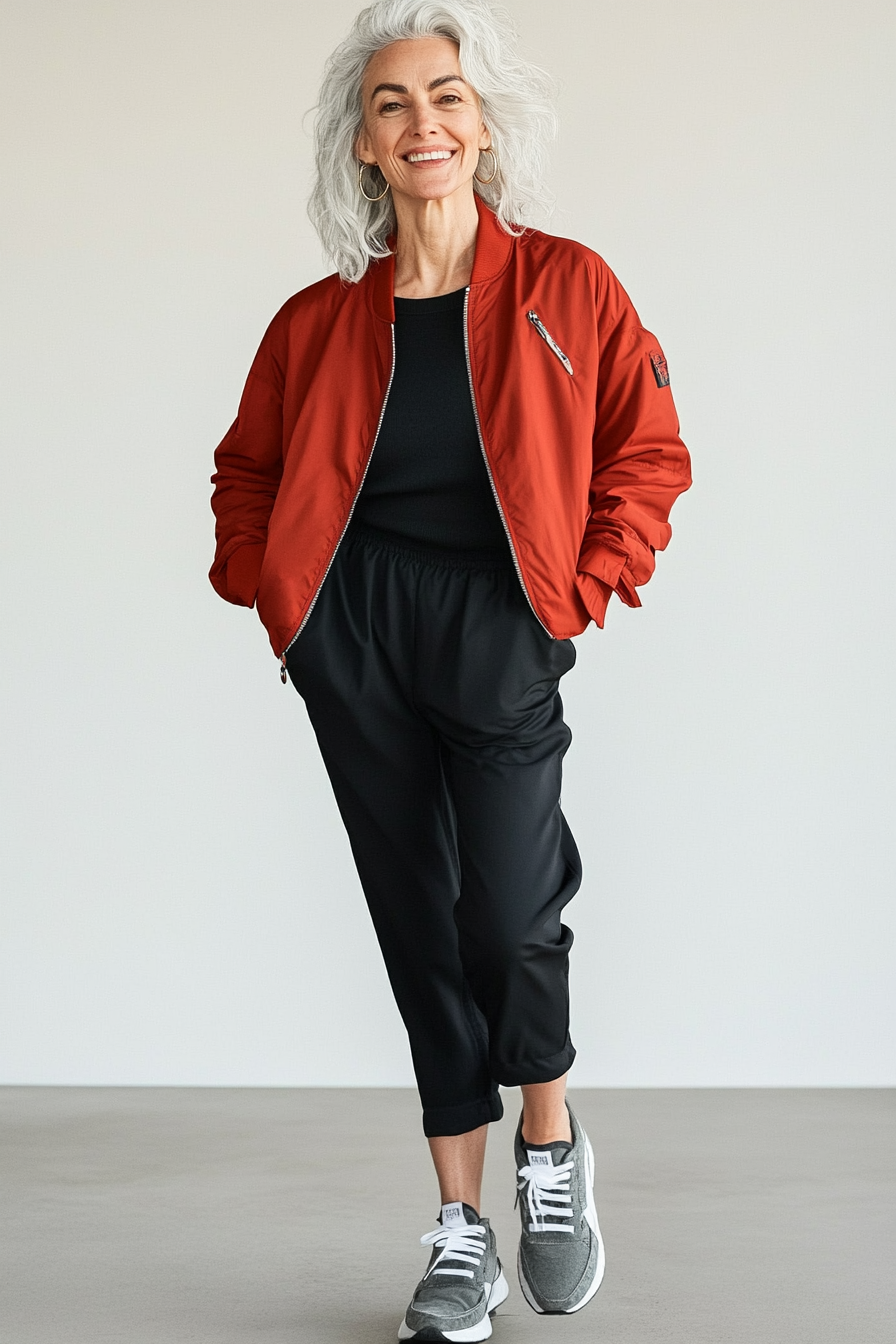 17. Bold & Sporty Elegance (Concert Outfit Ideas For Women Over 50) - Concert Outfit Ideas For Women Over 50