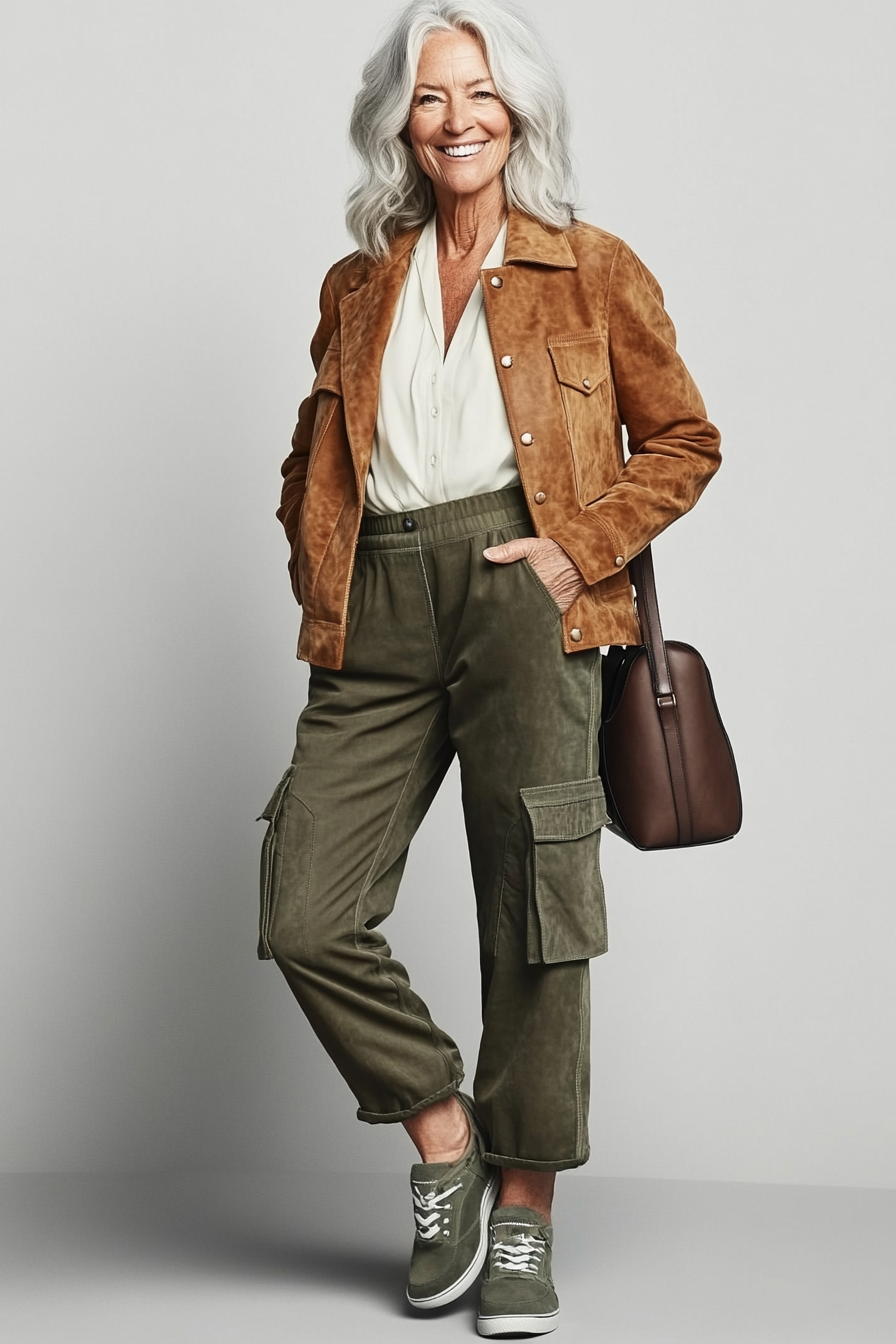 22. Laid-Back Luxe in Earthy Tones (Concert Outfit Ideas For Women Over 50) - Concert Outfit Ideas For Women Over 50