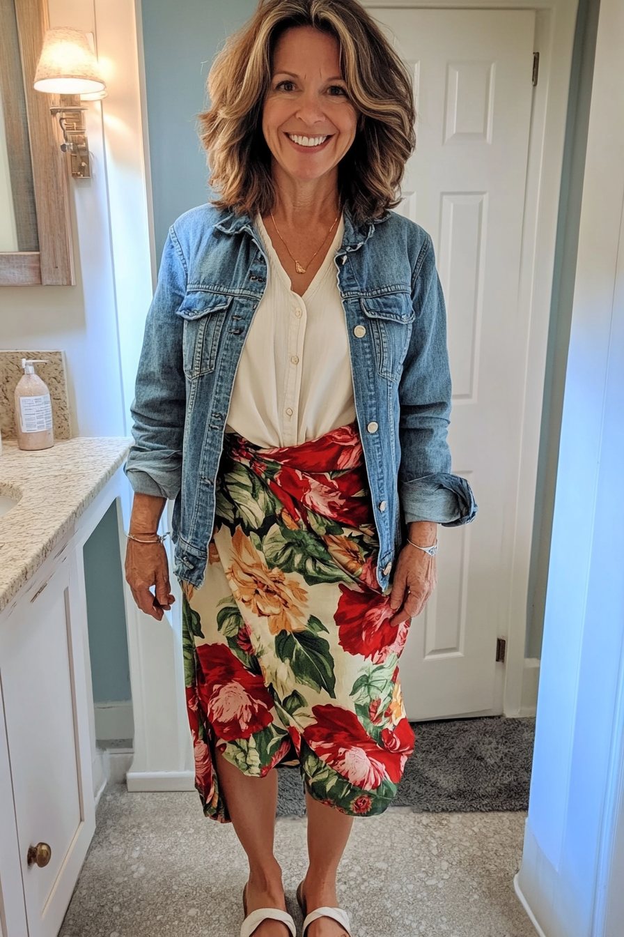 24. Bohemian Edge with a Wrap Skirt (Concert Outfit Ideas For Women Over 50) - Concert Outfit Ideas For Women Over 50