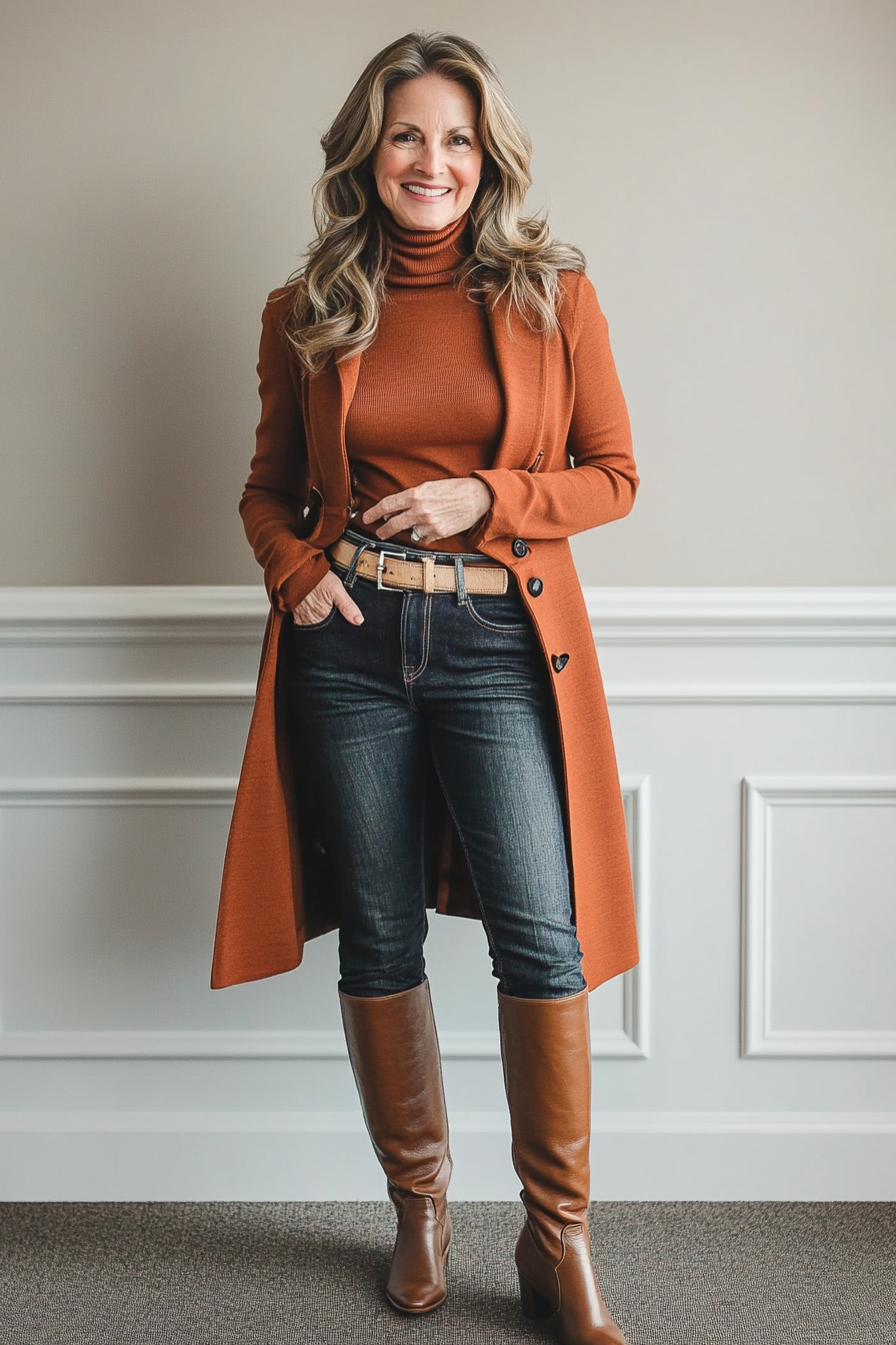 26. Relaxed & Polished in Turtlenecks (Concert Outfit Ideas For Women Over 50) - Concert Outfit Ideas For Women Over 50