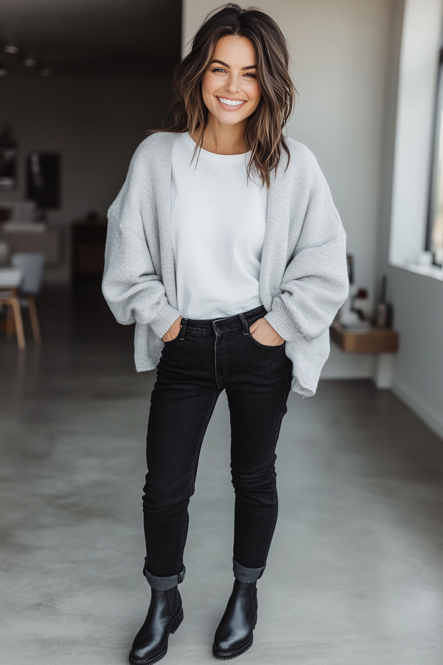 3. Effortless Layers (Black Jeans Outfit Ideas) - Black Jeans Outfit Ideas
