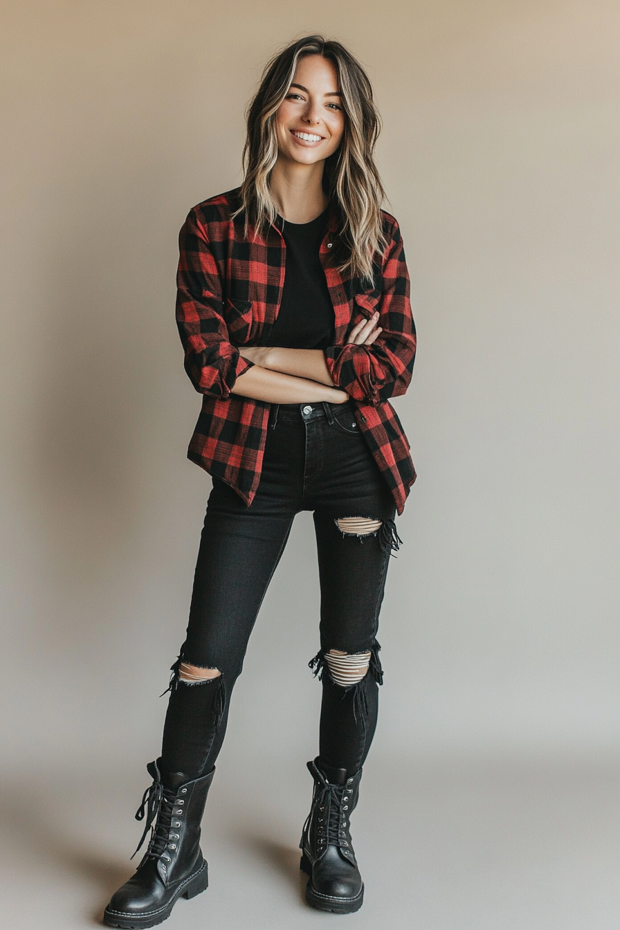 4. Laid-Back Flannel (Black Jeans Outfit Ideas) - Black Jeans Outfit Ideas