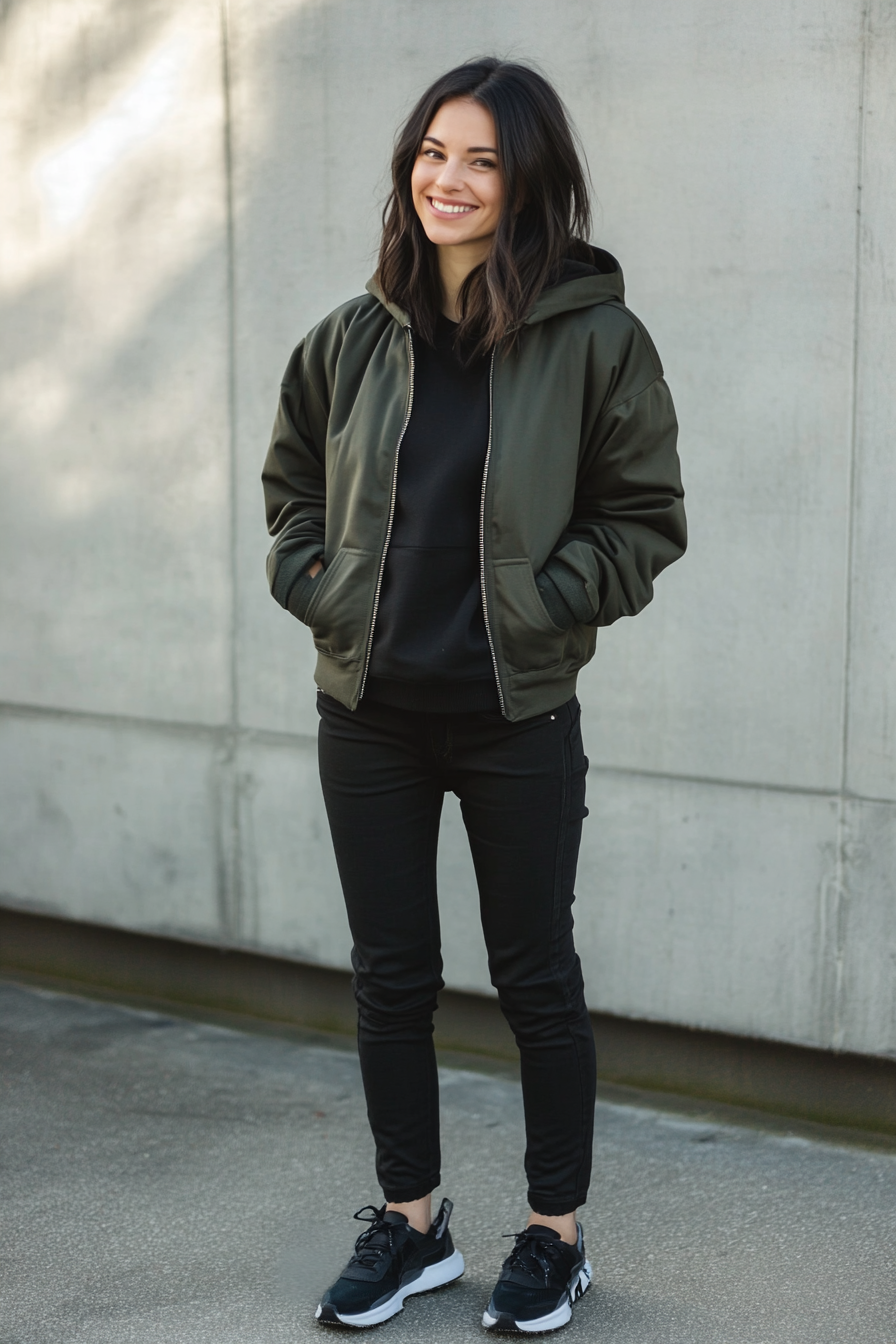 7. Athleisure Chic (Black Jeans Outfit Ideas) - Black Jeans Outfit Ideas