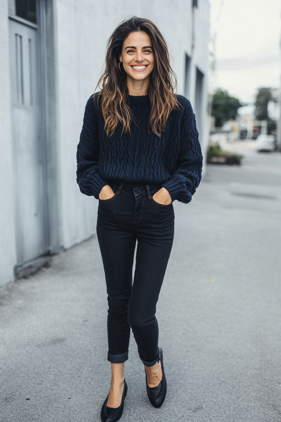 9. Relaxed Knitwear (Black Jeans Outfit Ideas) - Black Jeans Outfit Ideas