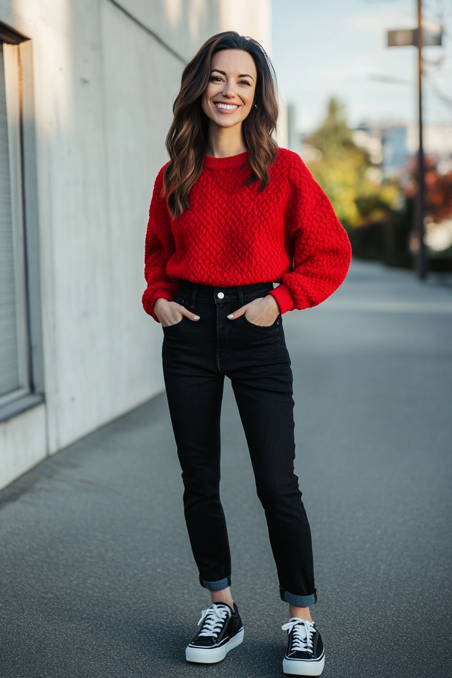 12. Bold Contrast (Black Jeans Outfit Ideas) - Black Jeans Outfit Ideas