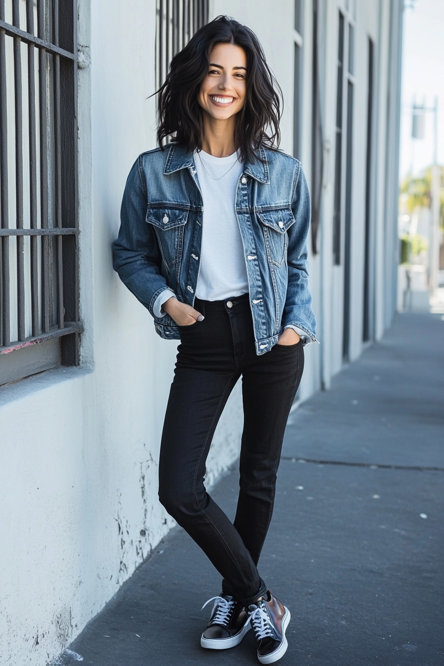 17. Denim on Black (Black Jeans Outfit Ideas) - Black Jeans Outfit Ideas