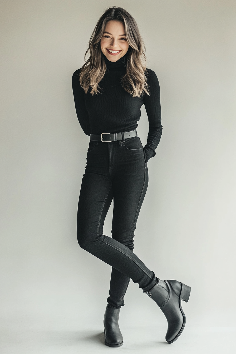 20. Chic Monotone (Black Jeans Outfit Ideas) - Black Jeans Outfit Ideas