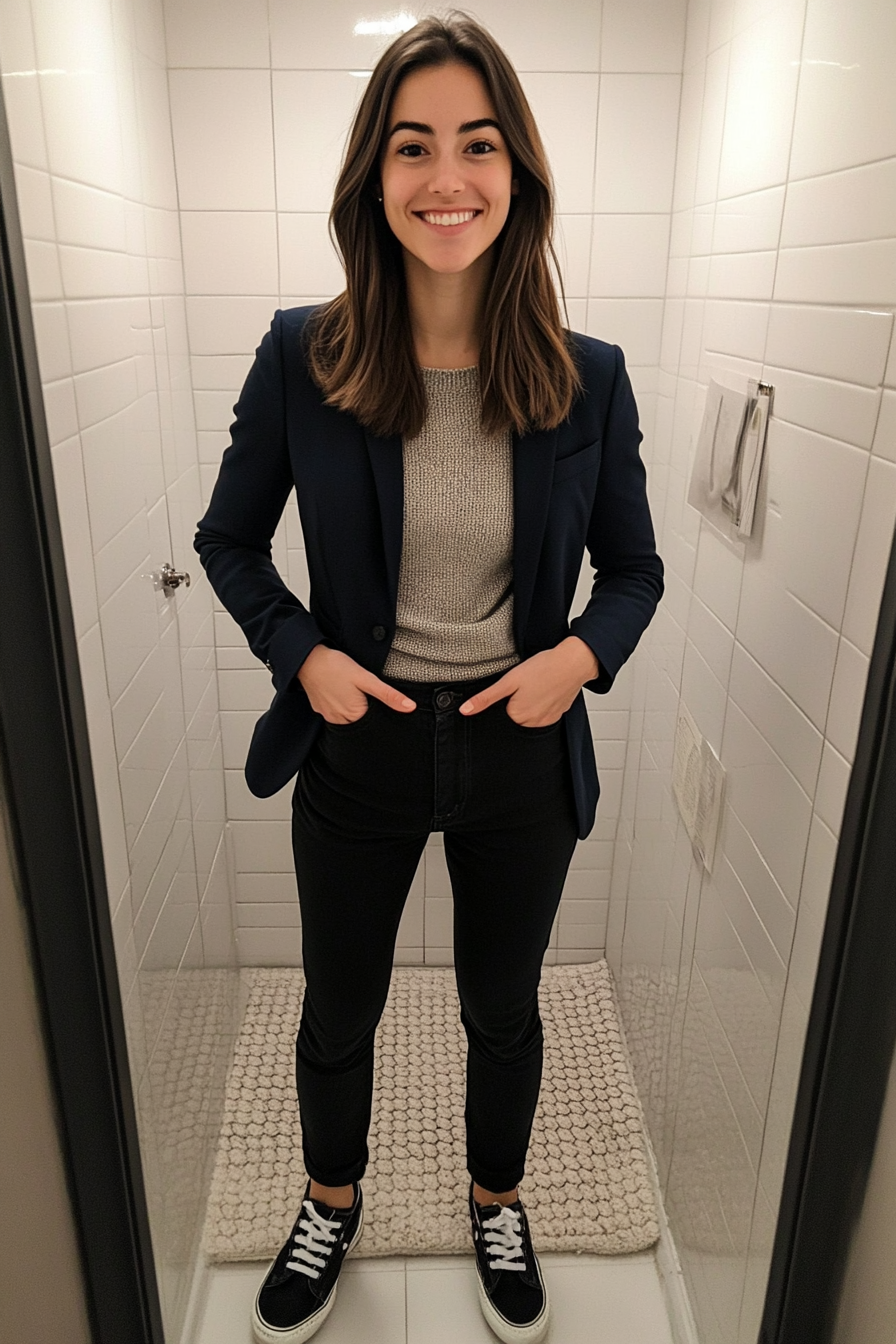 22. Preppy Meets Street (Black Jeans Outfit Ideas) - Black Jeans Outfit Ideas