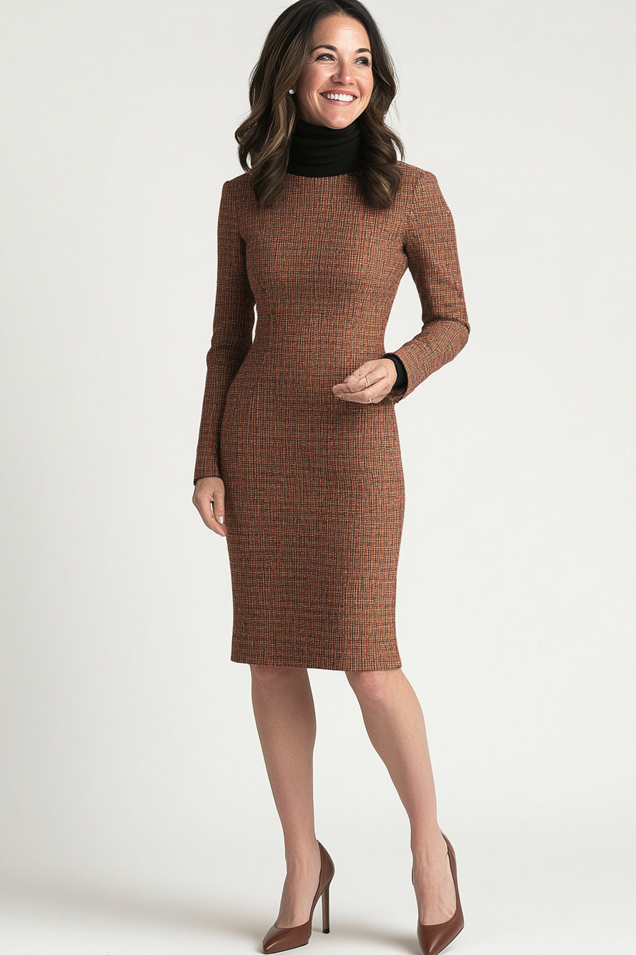 22. Tweed Sheath Dress in Soft Rosewood (Winter Dresses For Women Over 50) - Winter Dresses For Women Over 50