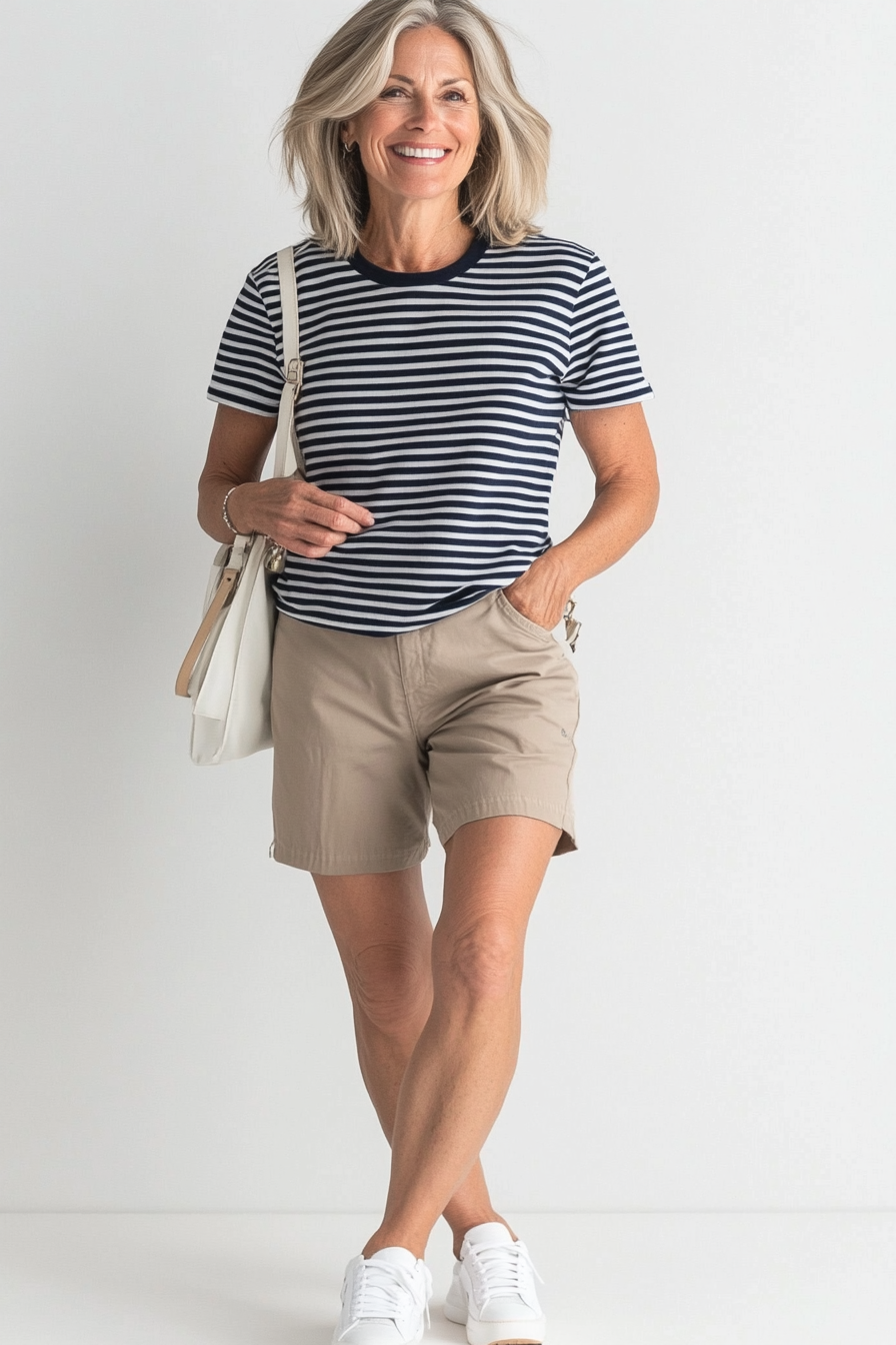 4. Casual Weekend Stroll (Summer Shorts Outfits For Women Over 50) - Summer Shorts Outfits For Women Over 50