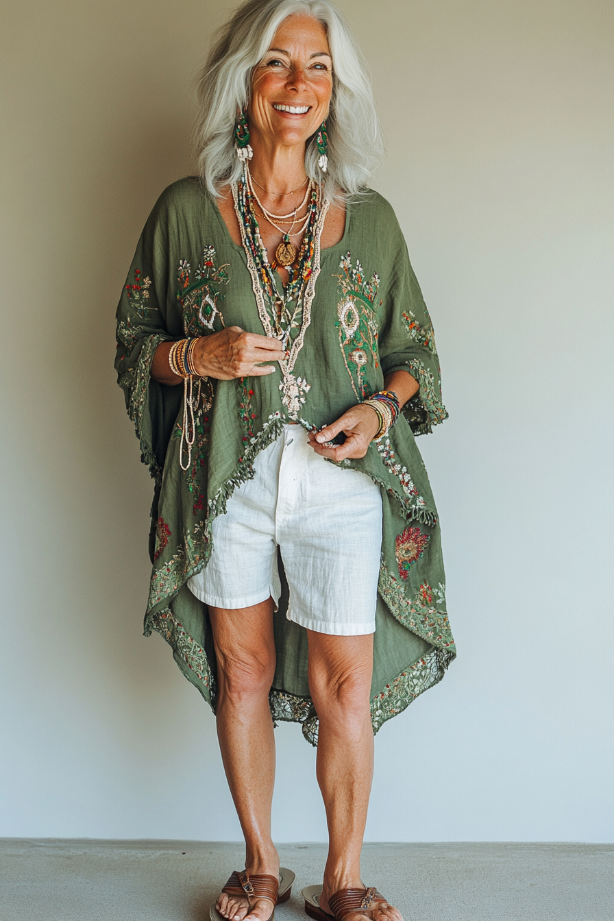 5. Boho Breeze (Summer Shorts Outfits For Women Over 50) - Summer Shorts Outfits For Women Over 50