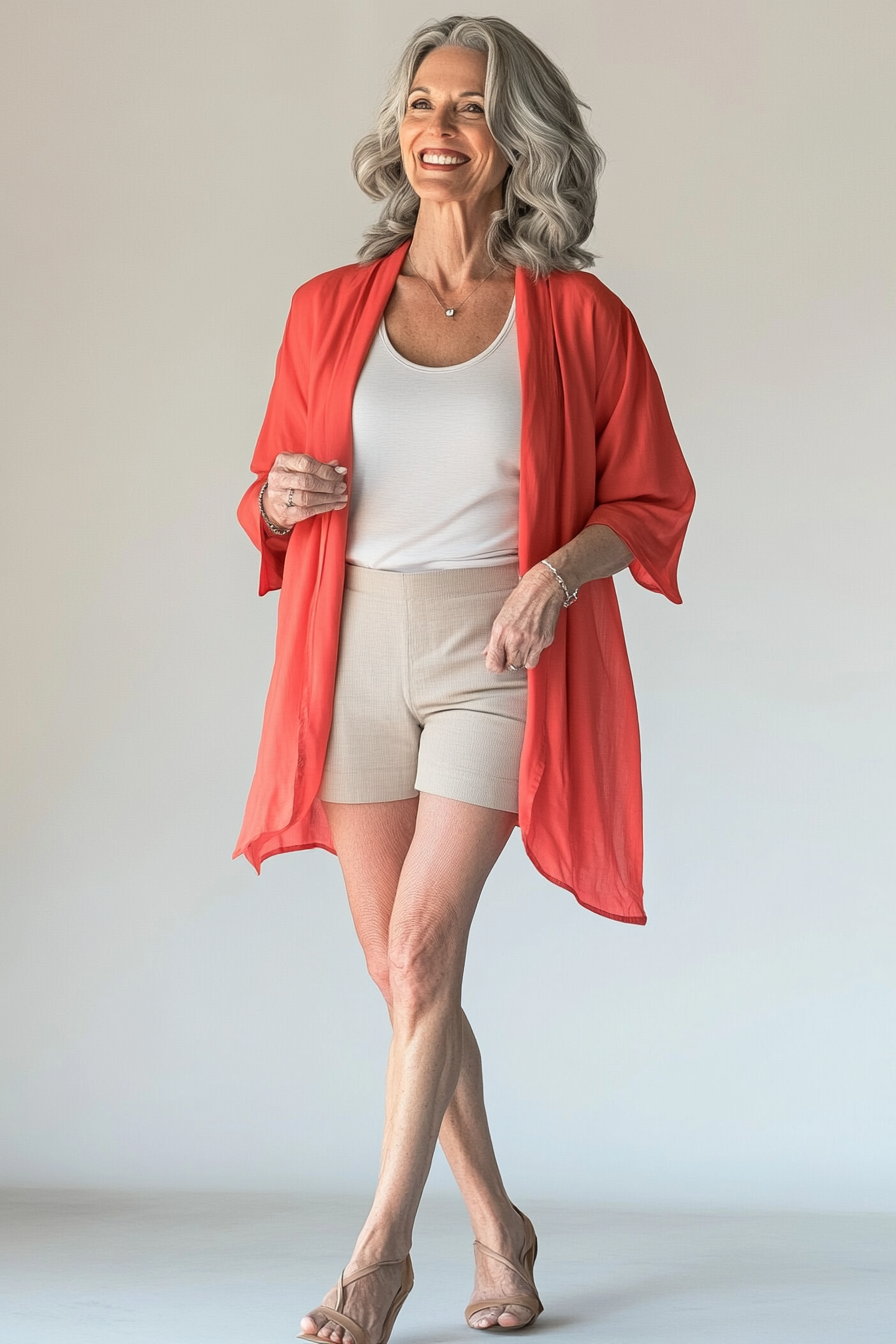 7. Sunset Stroll Sophistication (Summer Shorts Outfits For Women Over 50) - Summer Shorts Outfits For Women Over 50