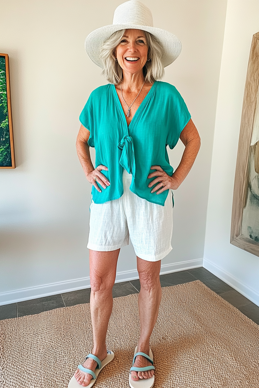 10. Tropical Getaway (Summer Shorts Outfits For Women Over 50) - Summer Shorts Outfits For Women Over 50