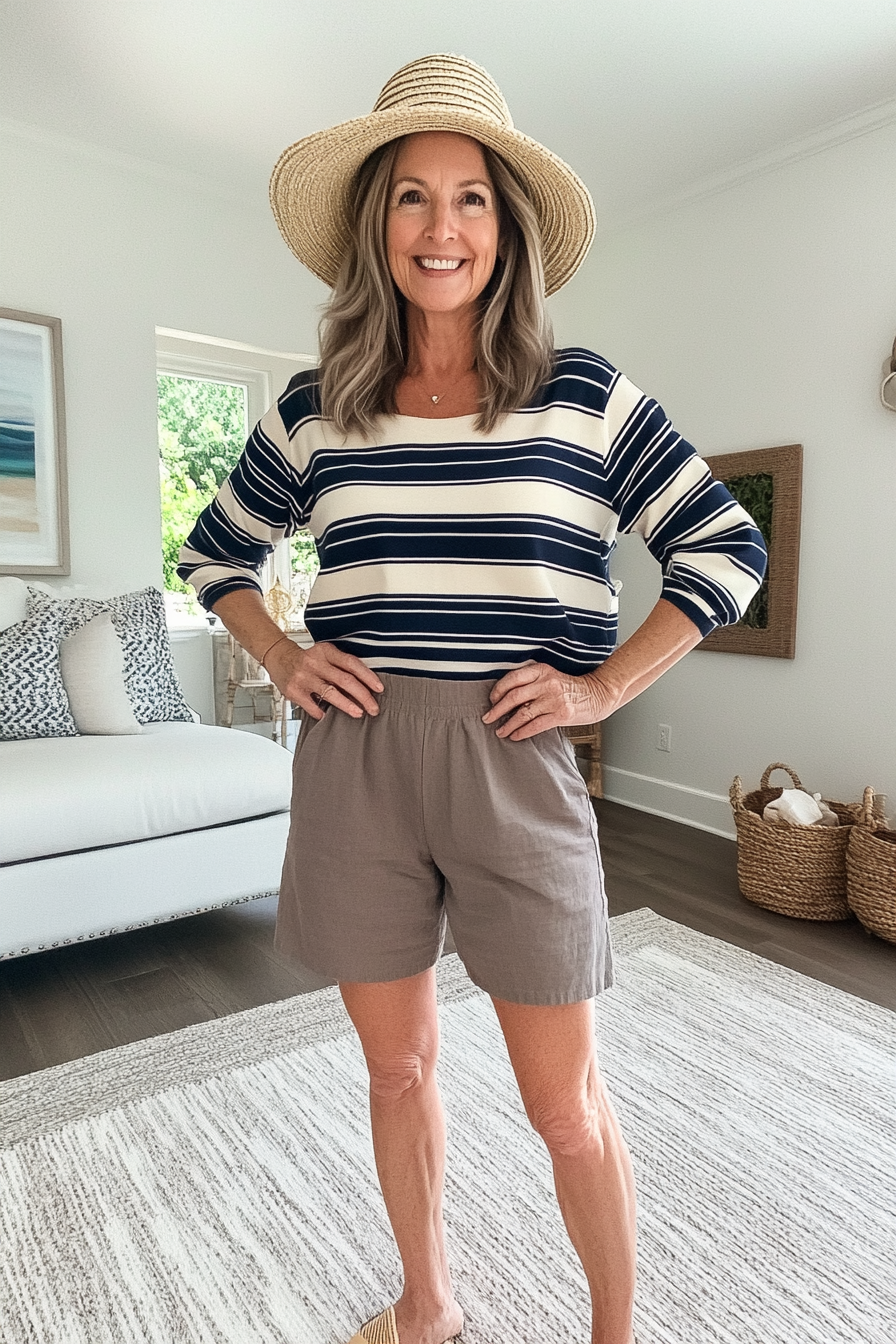 14. French Riviera Charm (Summer Shorts Outfits For Women Over 50) - Summer Shorts Outfits For Women Over 50