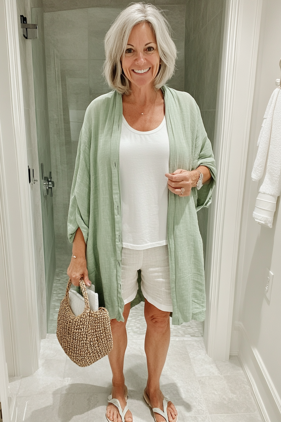 18. Relaxed Resort Look (Summer Shorts Outfits For Women Over 50) - Summer Shorts Outfits For Women Over 50