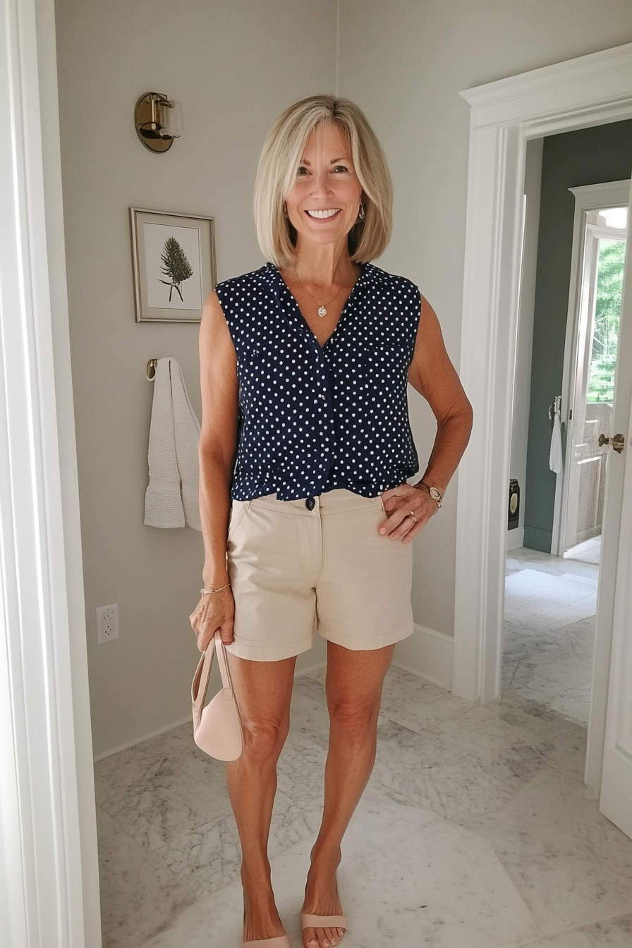 20. Vintage Summer Glam (Summer Shorts Outfits For Women Over 50) - Summer Shorts Outfits For Women Over 50