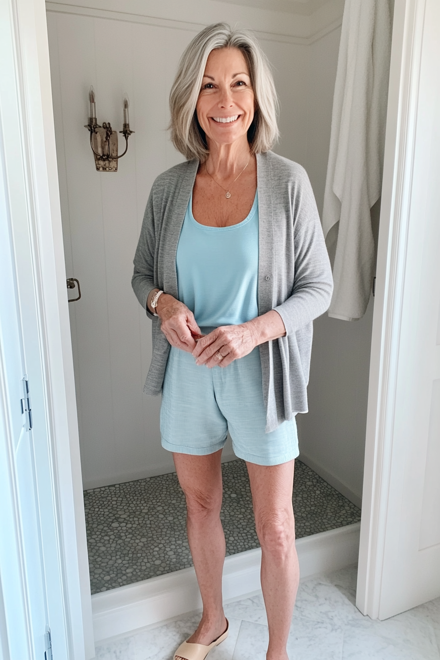 23. Soft and Serene (Summer Shorts Outfits For Women Over 50) - Summer Shorts Outfits For Women Over 50