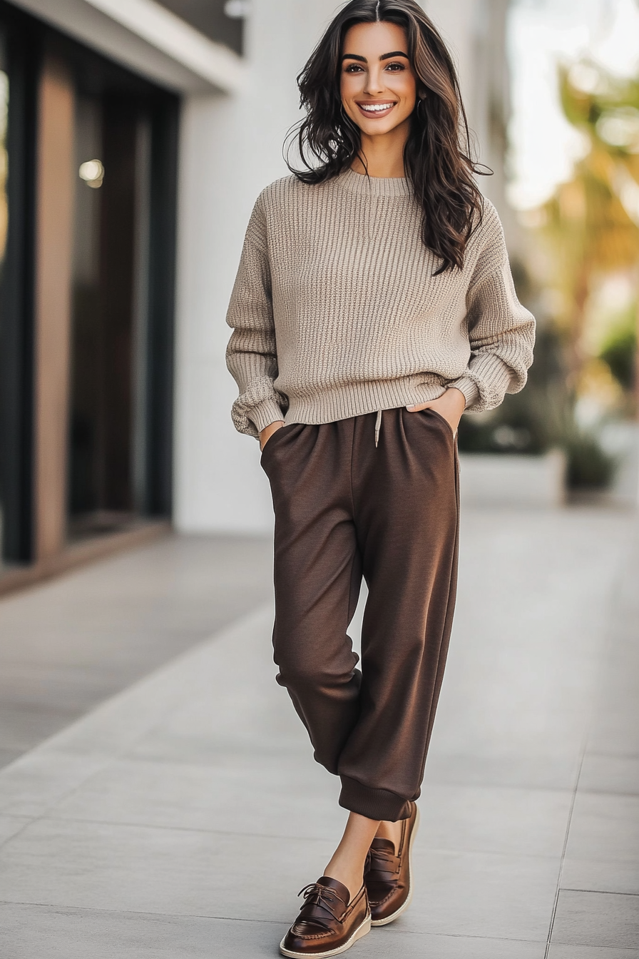 13. Elevated Loungewear (Sweater And Sweatpants Outfit Ideas) - Sweater And Sweatpants Outfit Ideas