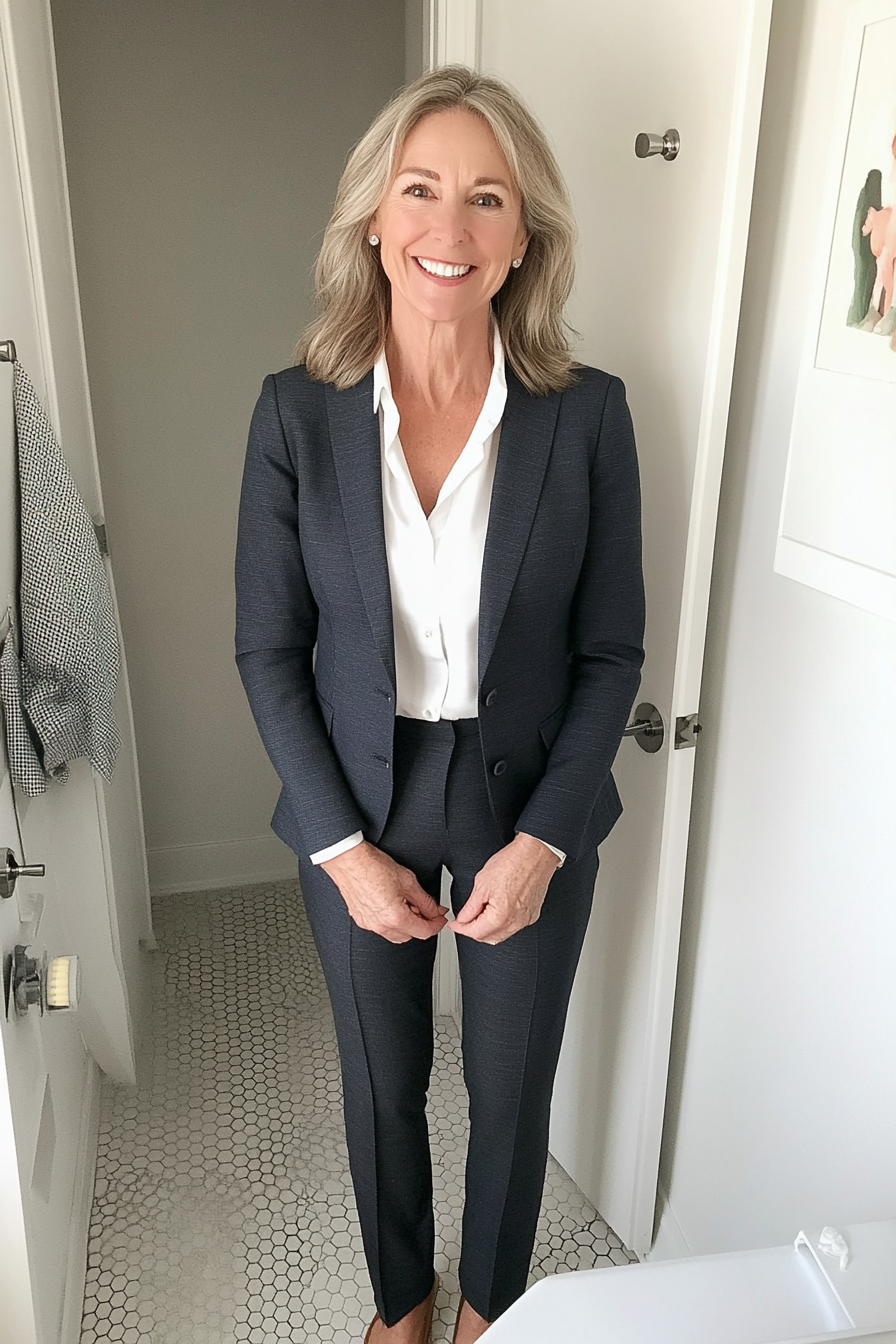1. Classic Blazer & Tailored Trousers (Basic Outfits For Women Over 50) - Basic Outfits For Women Over 50