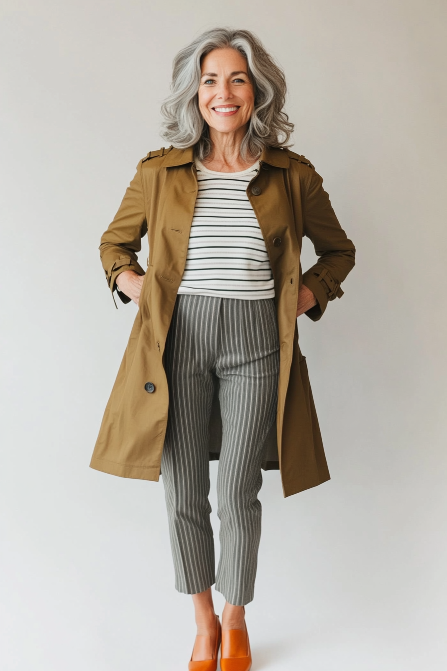 6. Effortless Trench Coat Ensemble (Basic Outfits For Women Over 50) - Basic Outfits For Women Over 50