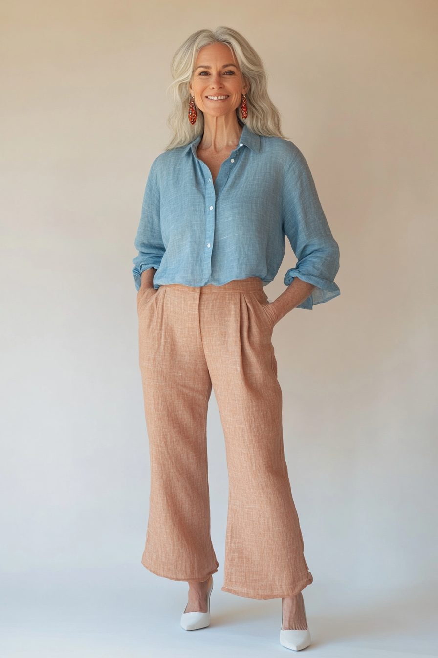 7. Relaxed Linen Set (Basic Outfits For Women Over 50) - Basic Outfits For Women Over 50
