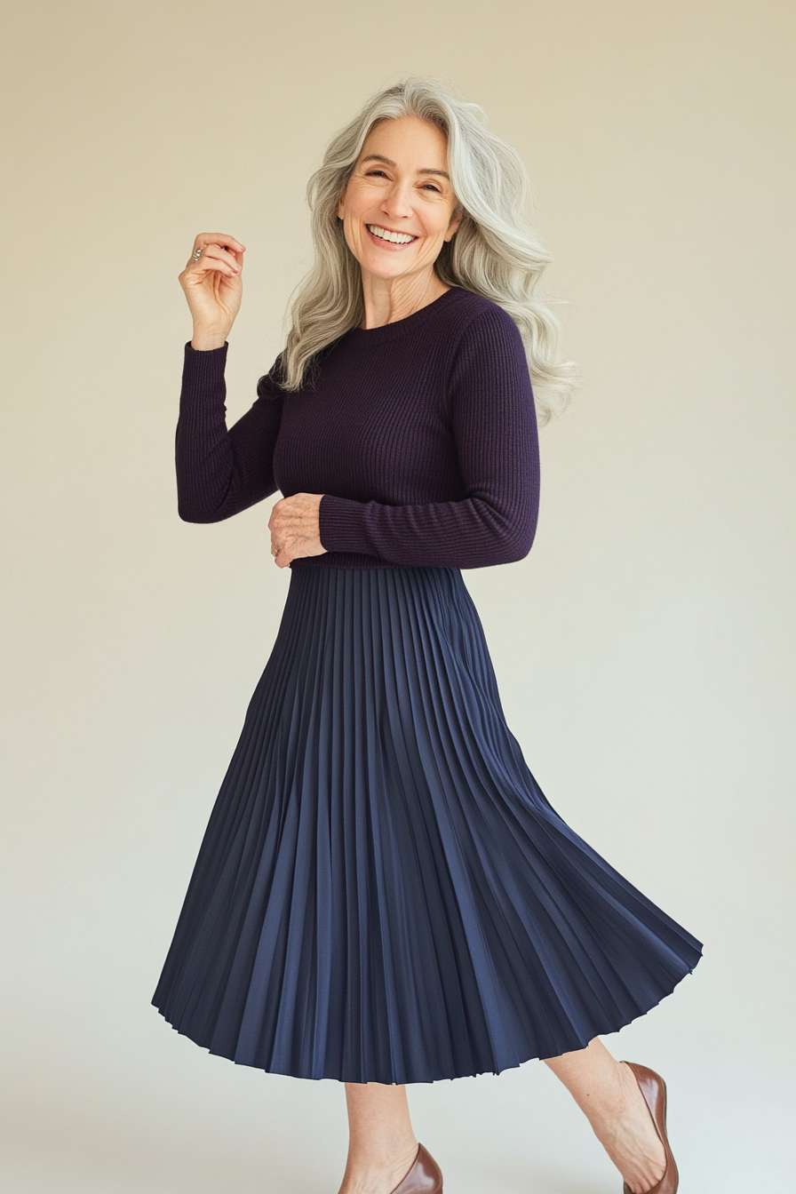 12. Fitted Knit & Midi Skirt (Basic Outfits For Women Over 50) - Basic Outfits For Women Over 50