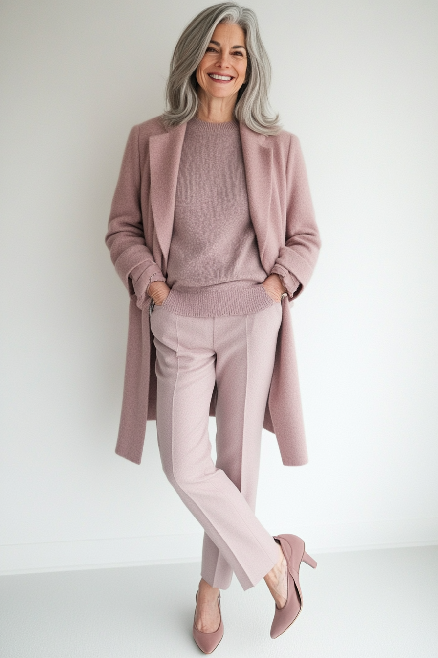 13. Tonal Chic Layers (Basic Outfits For Women Over 50) - Basic Outfits For Women Over 50