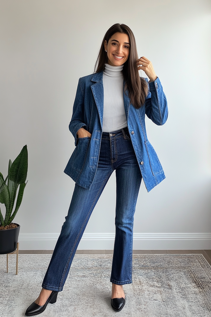 2. Urban Edge with a Denim Blazer (Jeans Outfit Ideas) - Jeans Outfit Ideas
