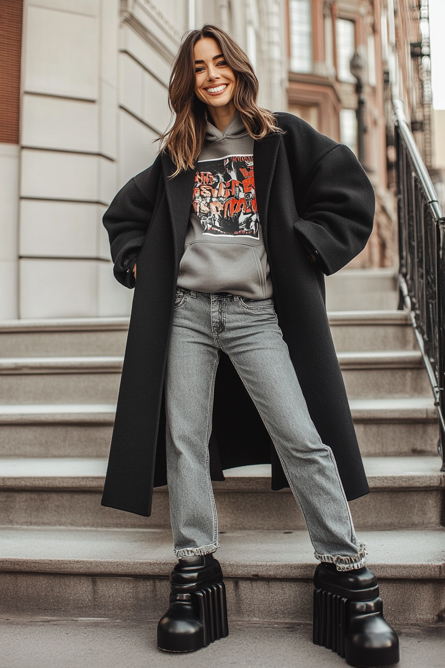 13. Edgy in Oversized Layers (Jeans Outfit Ideas) - Jeans Outfit Ideas
