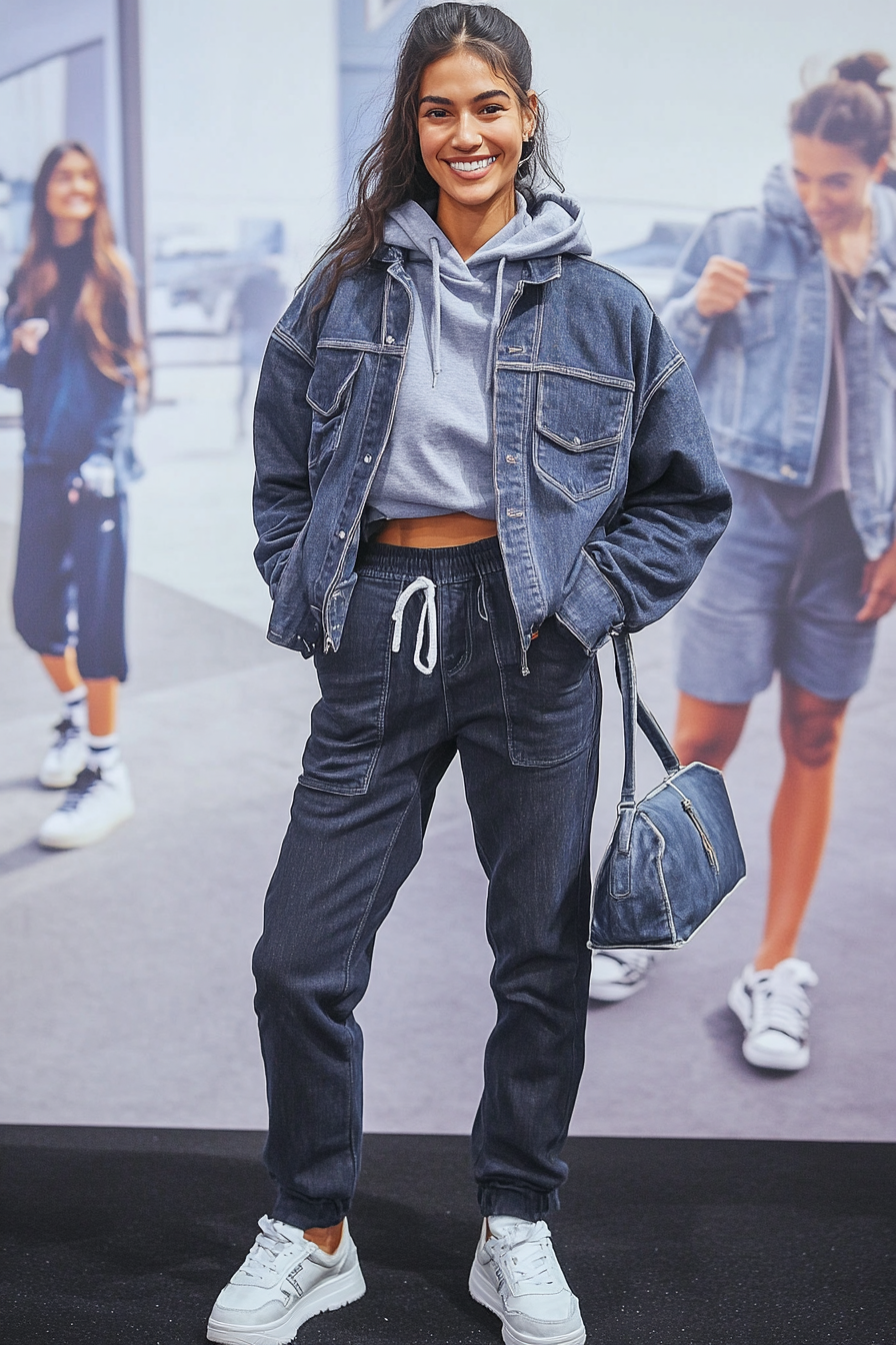 16. Sporty Chic with a Denim Jacket (Jeans Outfit Ideas) - Jeans Outfit Ideas