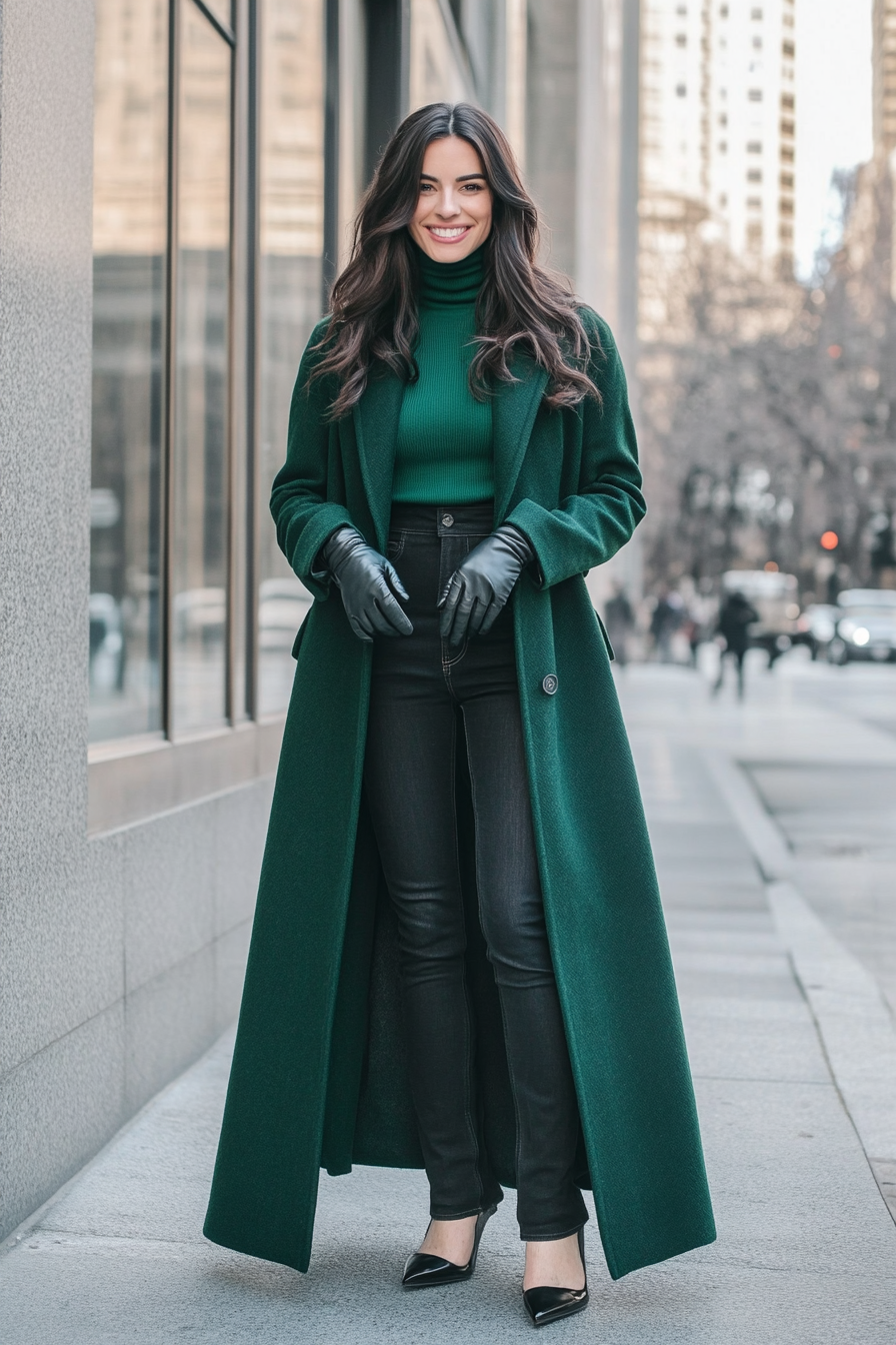 17. The Elegant Long Coat Look (Jeans Outfit Ideas) - Jeans Outfit Ideas