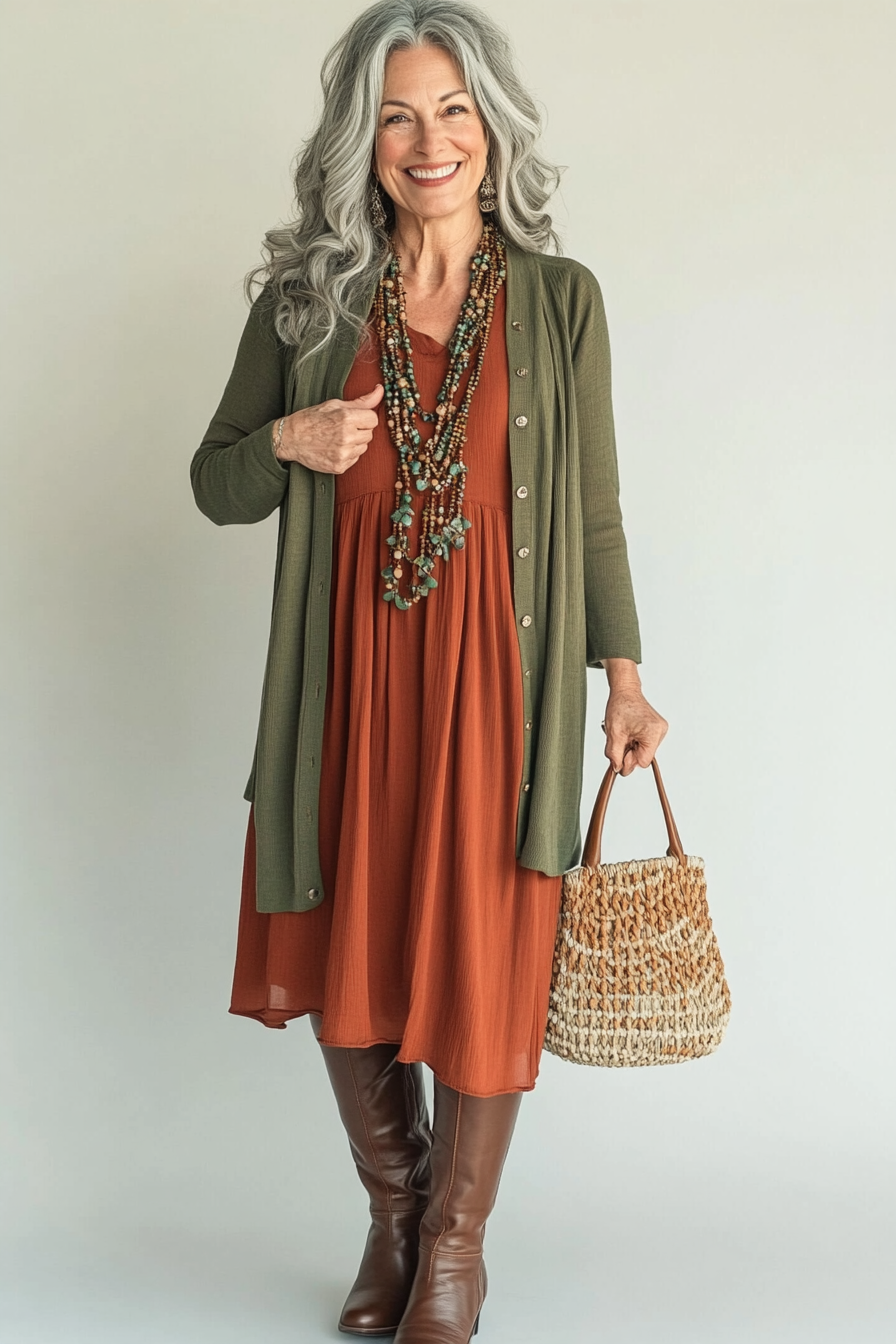 3. Earthy Bohemian Layers (Great Outfits For Women Over 50) - Great Outfits For Women Over 50