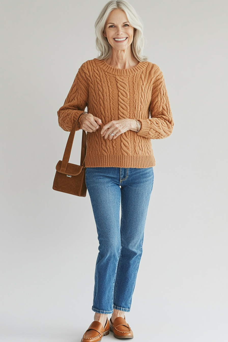 5. Cozy Knitwear & Denim (Great Outfits For Women Over 50) - Great Outfits For Women Over 50