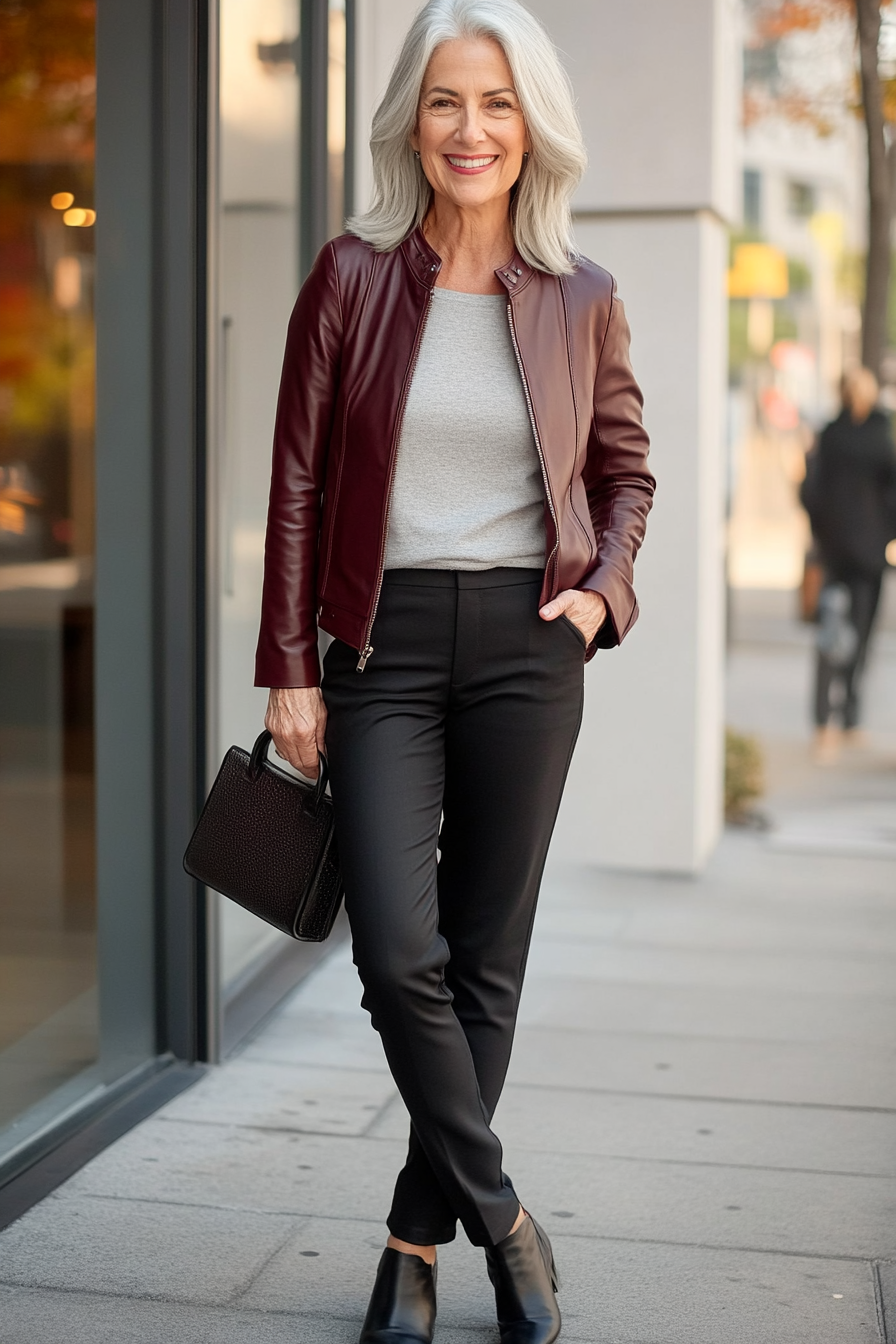 10. Modern Leather Accents (Great Outfits For Women Over 50) - Great Outfits For Women Over 50