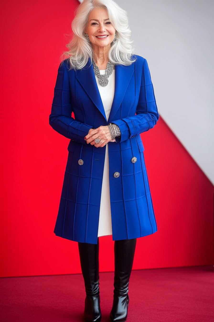 12. Vibrant Statement Coat Look (Great Outfits For Women Over 50) - Great Outfits For Women Over 50