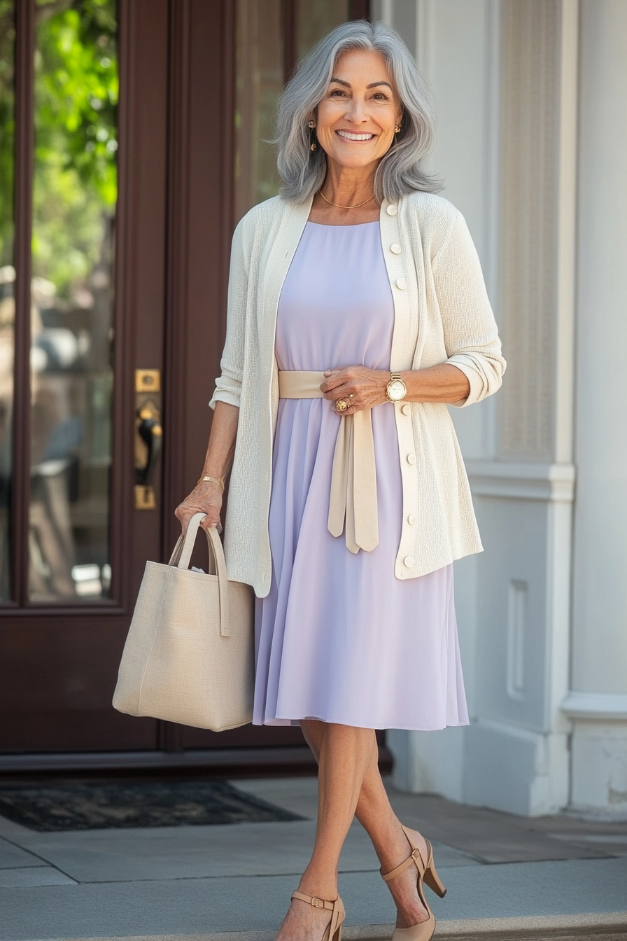 27. Effortless Layered Midi Dress (Great Outfits For Women Over 50) - Great Outfits For Women Over 50