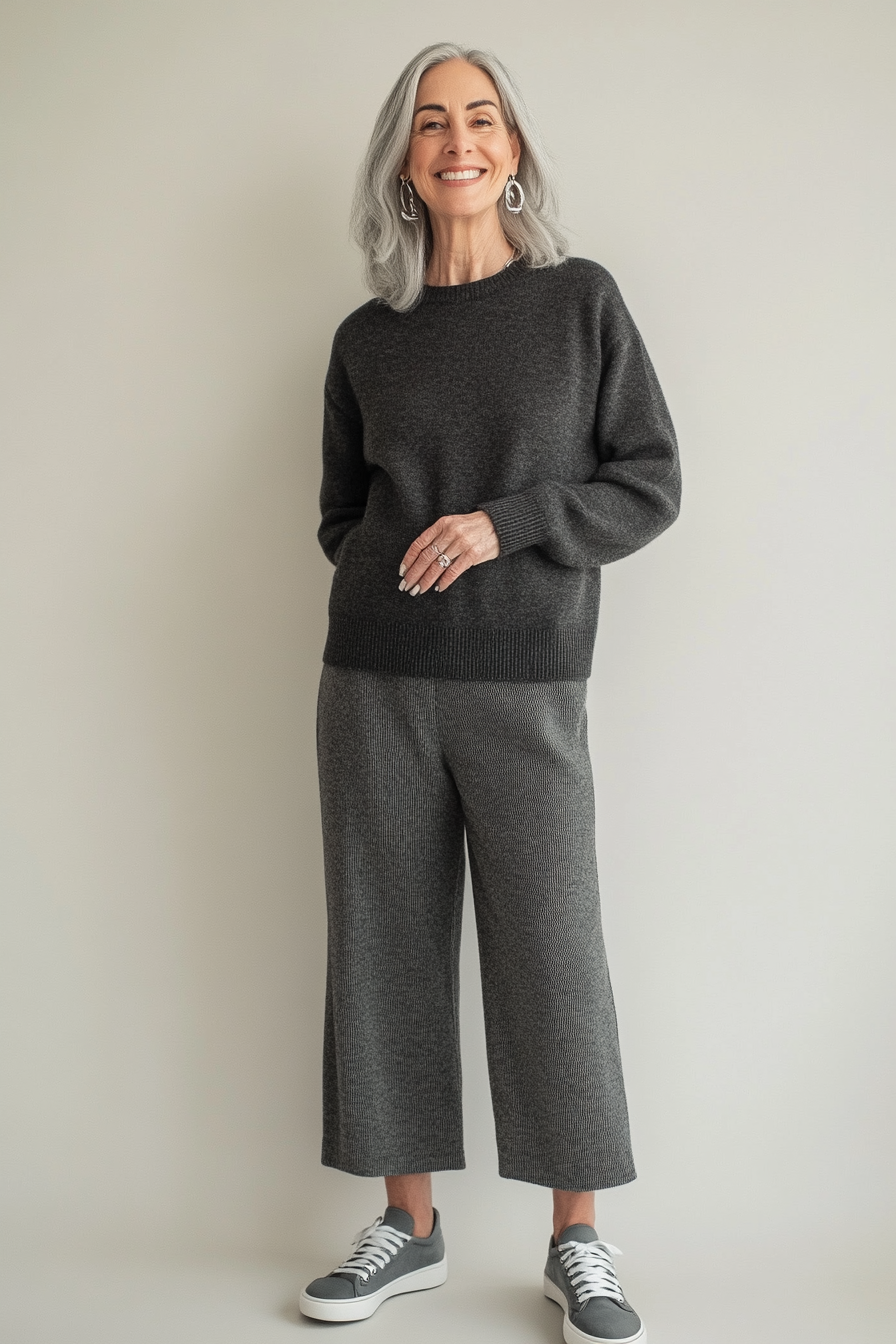 5. Casual Luxe in Monochrome (Hip Outfits For Women Over 50) - Hip Outfits For Women Over 50