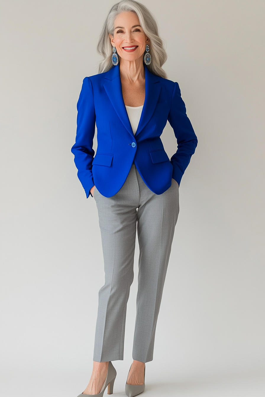 22. Cropped Blazer & High-Waisted Trousers (Hip Outfits For Women Over 50) - Hip Outfits For Women Over 50