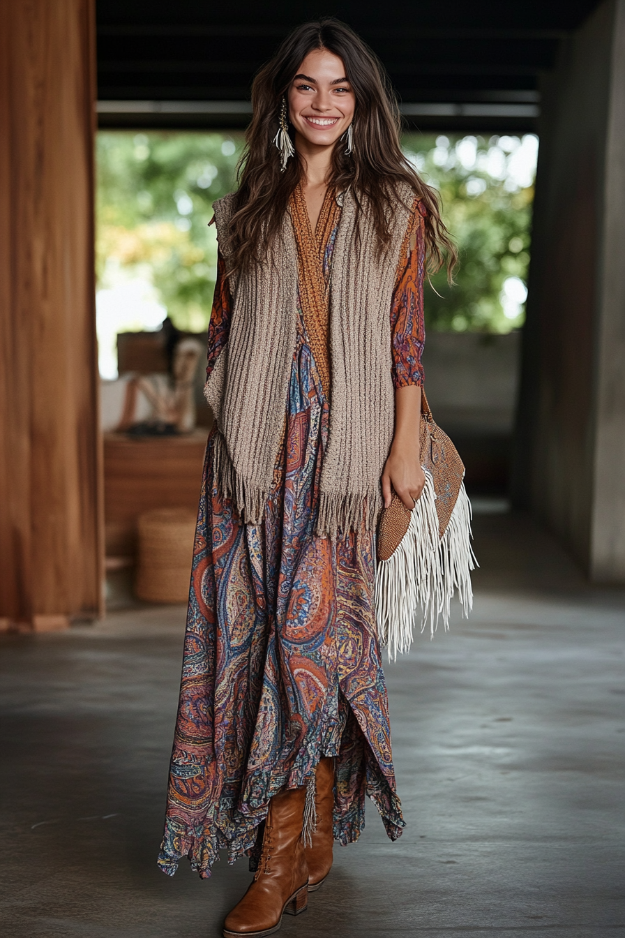 7. The Bohemian Layered Bliss (Retro Outfit Ideas) - Retro Outfit Ideas