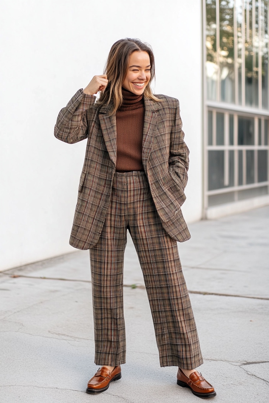 21. The Oversized Blazer & Turtleneck Combo (Retro Outfit Ideas) - Retro Outfit Ideas