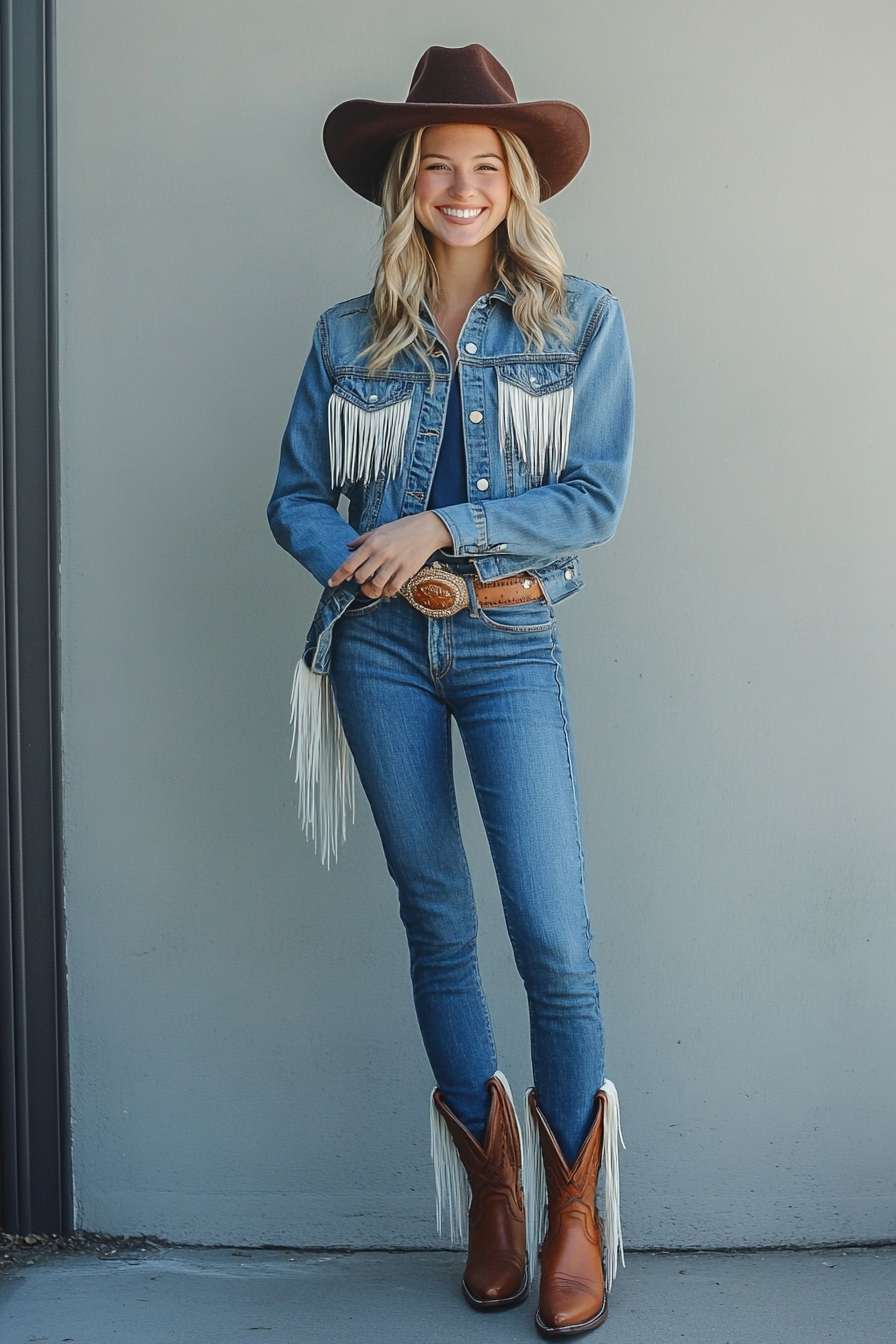 23. The Western Denim & Fringe Combo (Retro Outfit Ideas) - Retro Outfit Ideas