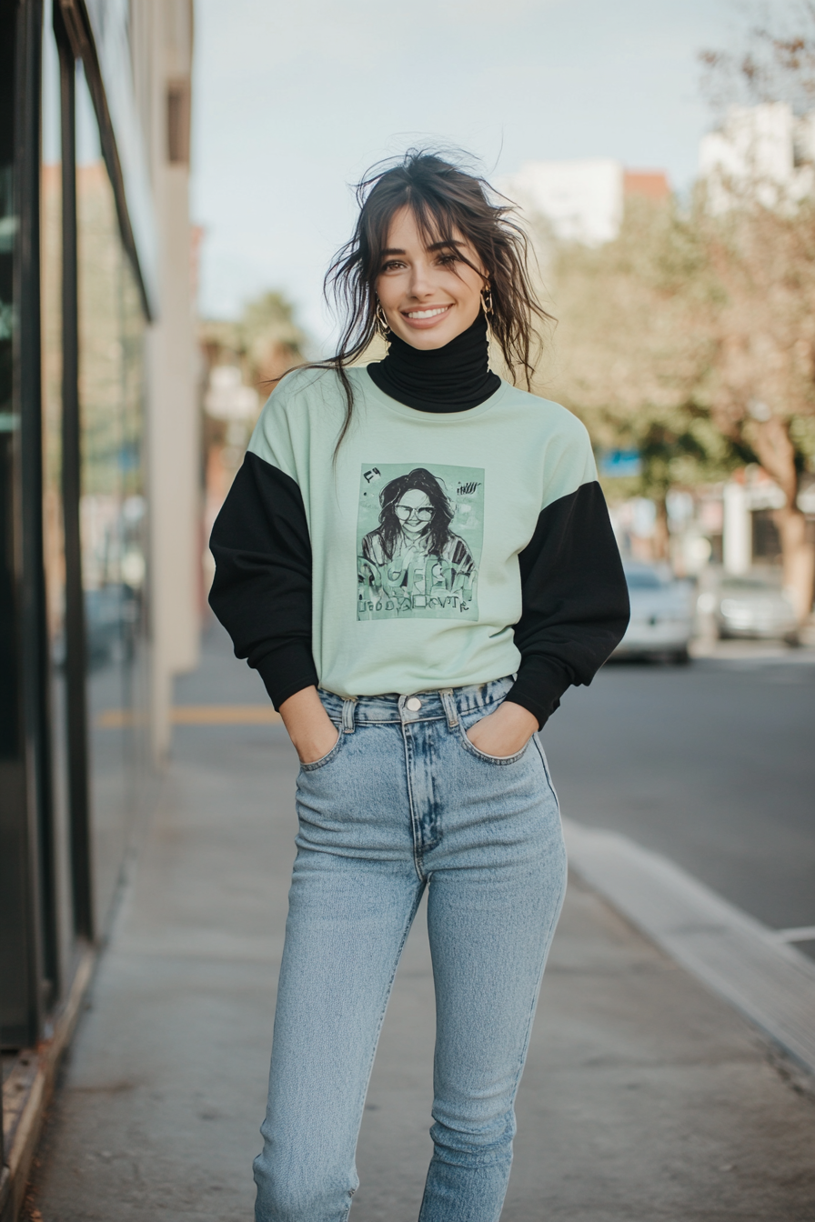 19. Turtleneck Under Tee (Lazy Outfit Ideas) - Lazy Outfit Ideas