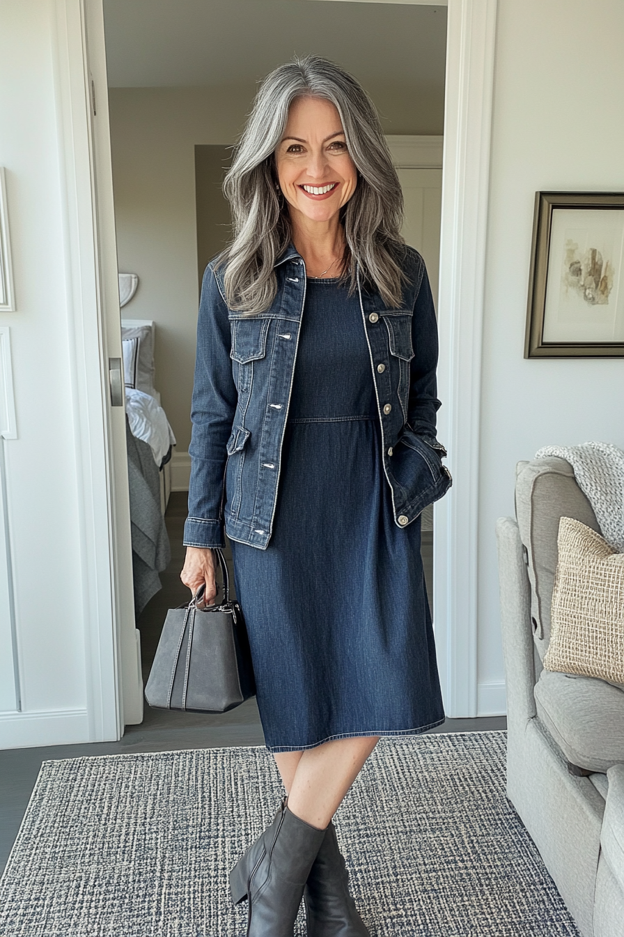 5. A-Line Urban Chic (Denim Dress Outfits For Women Over 50) - Denim Dress Outfits For Women Over 50