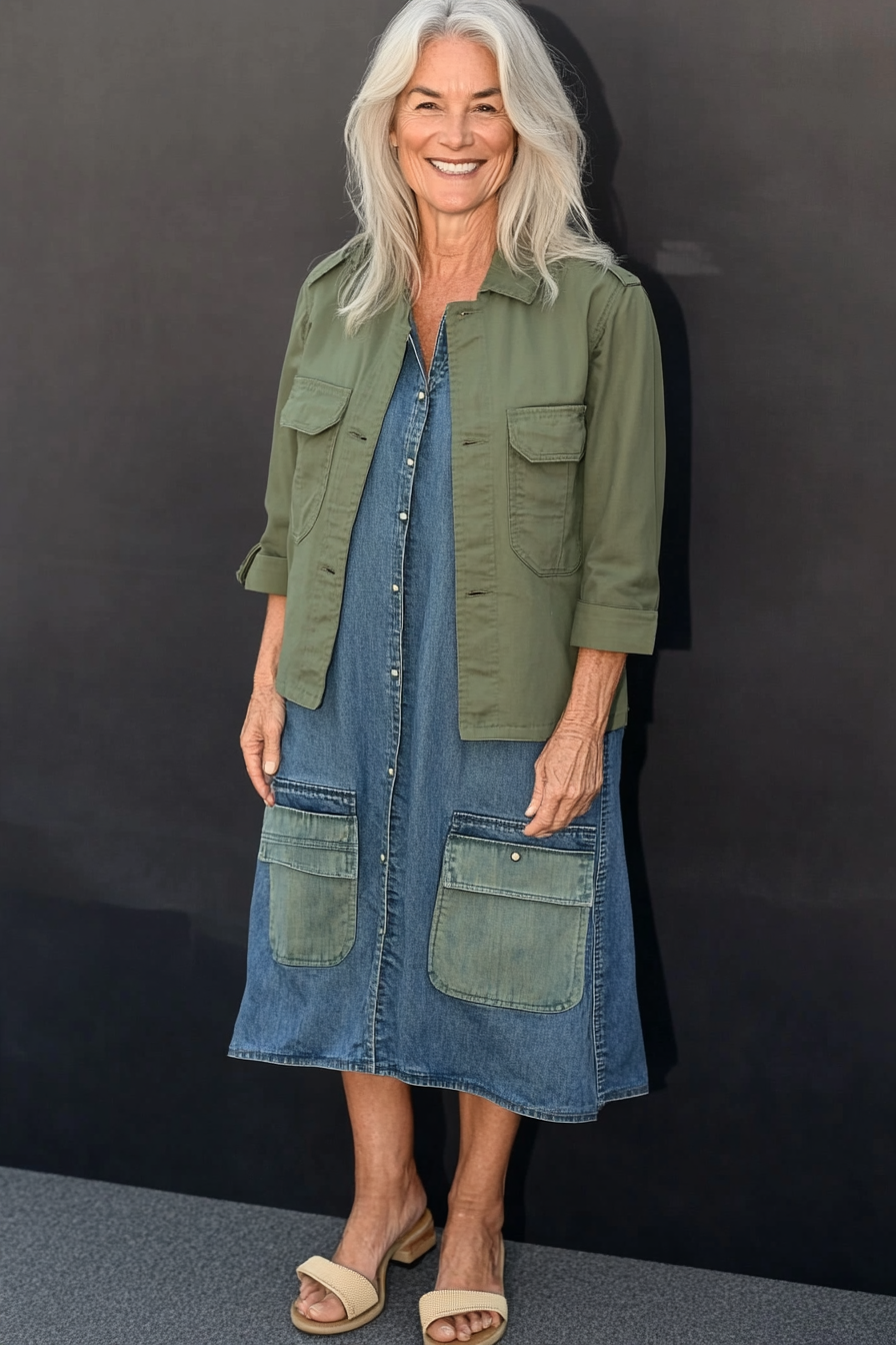 8. Patch Pocket Utility (Denim Dress Outfits For Women Over 50) - Denim Dress Outfits For Women Over 50